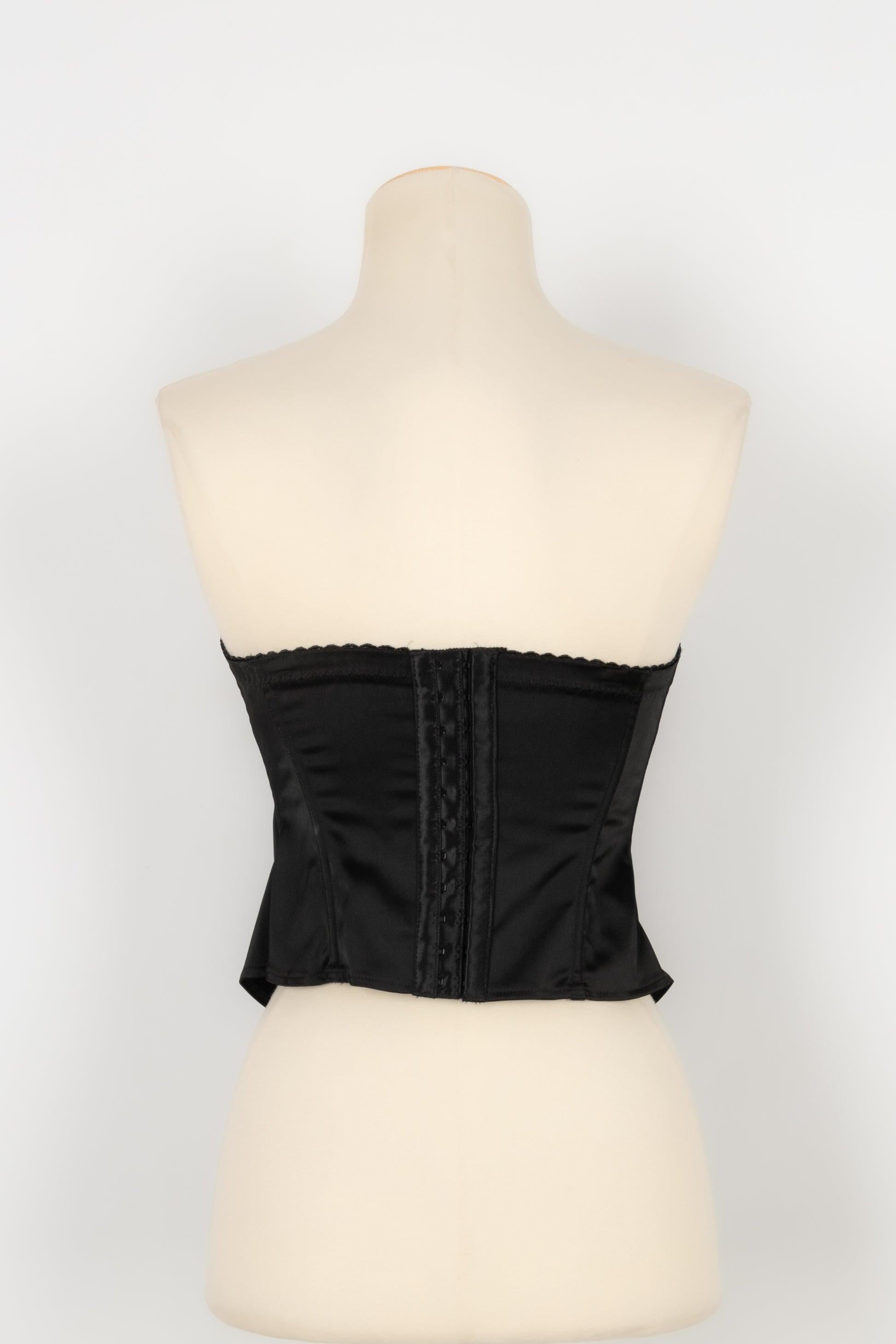 Women's Nina Ricci Black Bustier Top with Embroidery Decorations 36FR For Sale