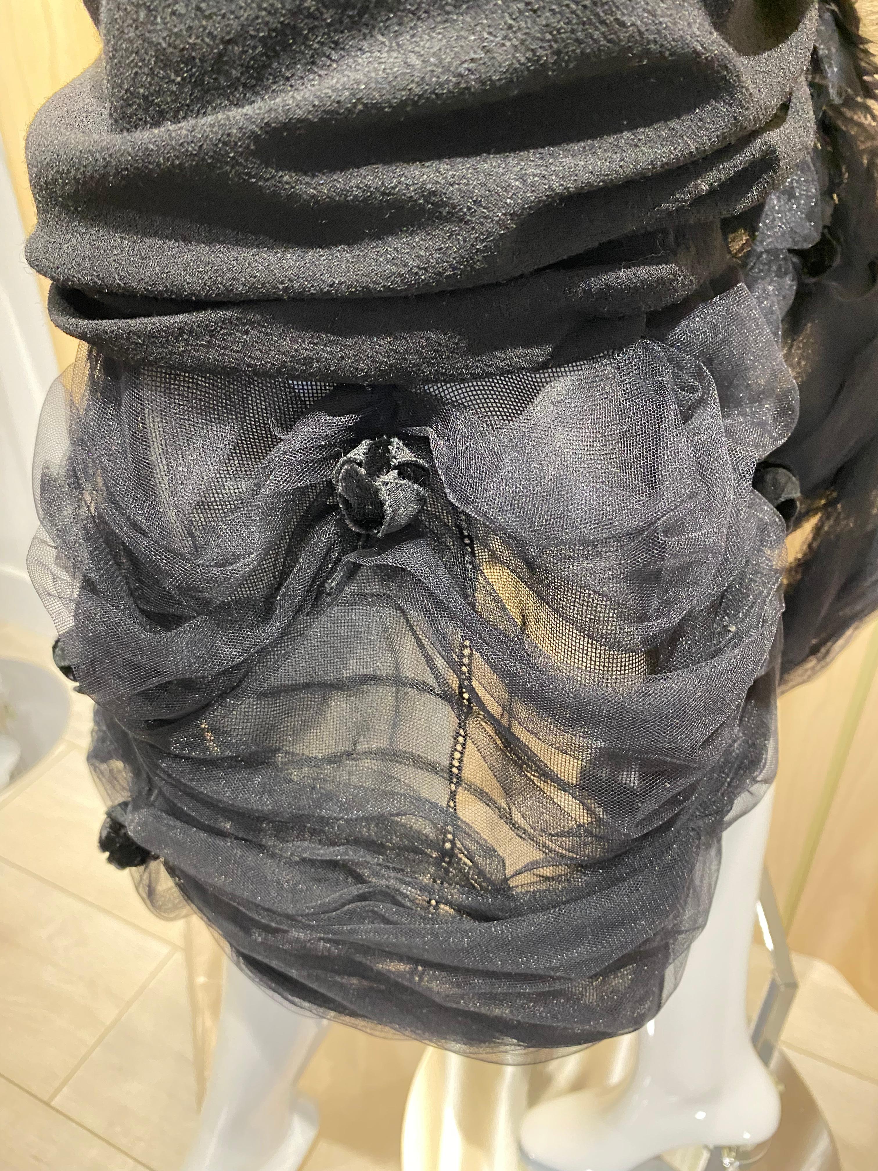 Nina Ricci - Vestito da cocktail nero con coccarda In condizioni ottime in vendita a Beverly Hills, CA