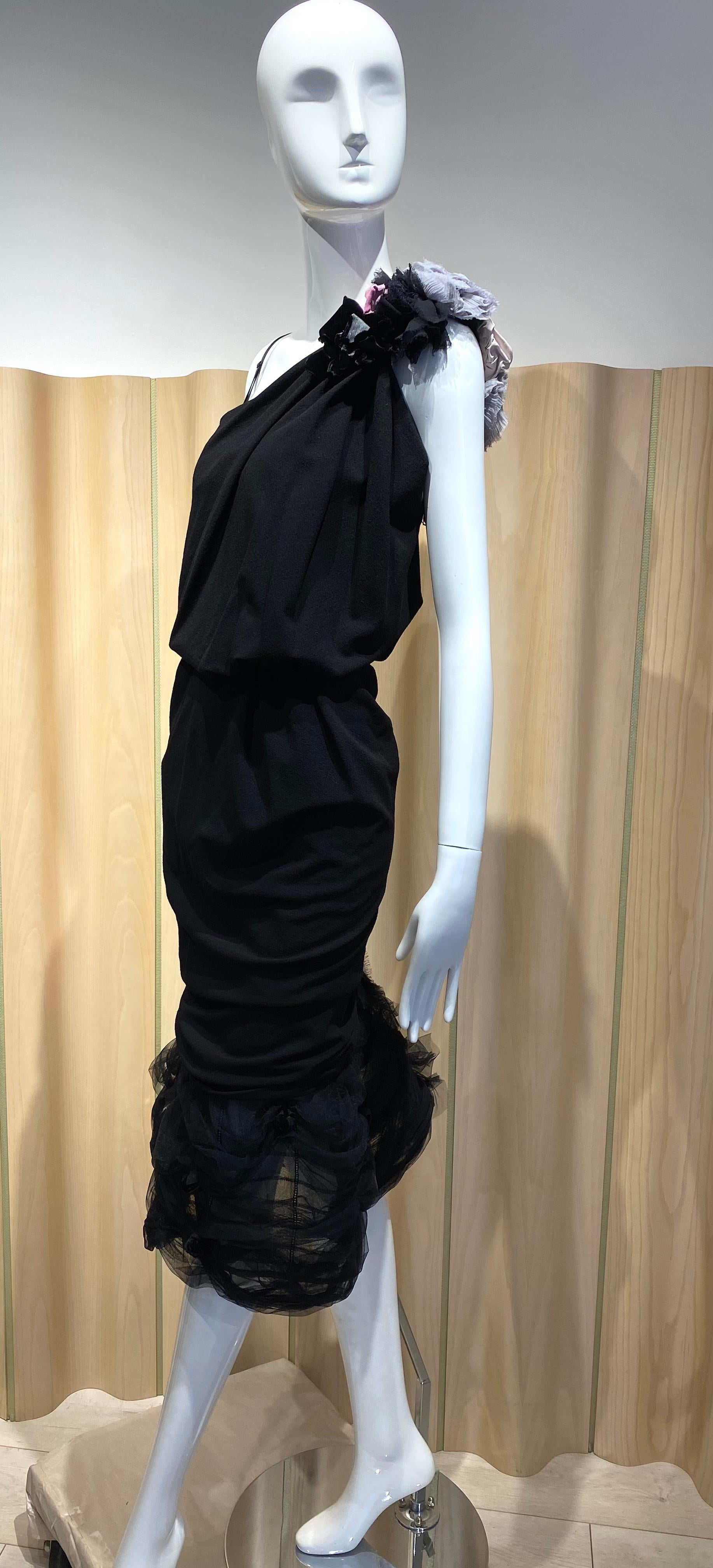Women's Nina Ricci Black Cocktail Dress with Rosette For Sale