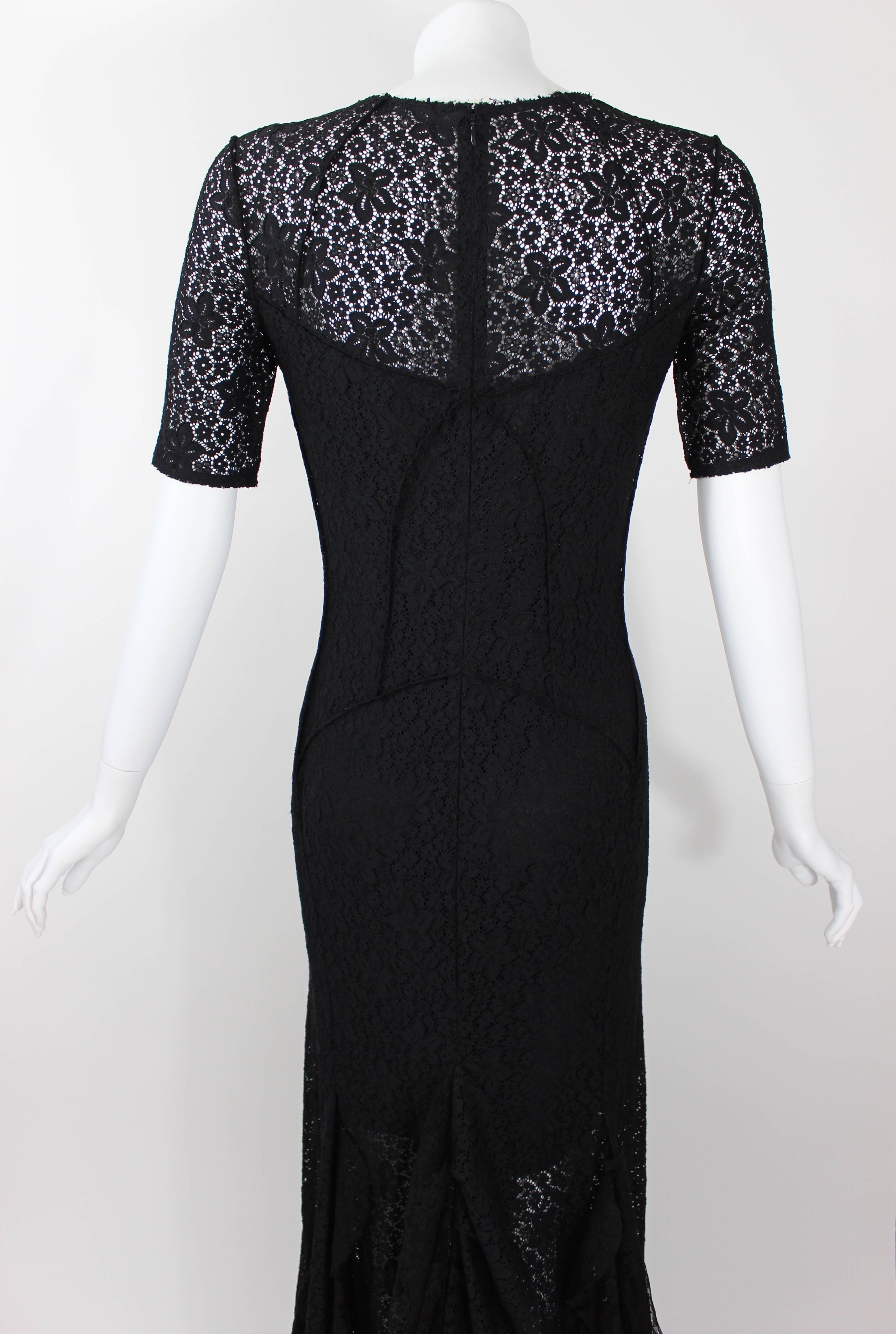 Nina Ricci Black Lace Ruffles Fishtail Evening Gown, 2013   2