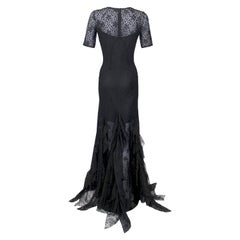 Nina Ricci Black Lace Ruffles Fishtail Evening Gown, 2013  