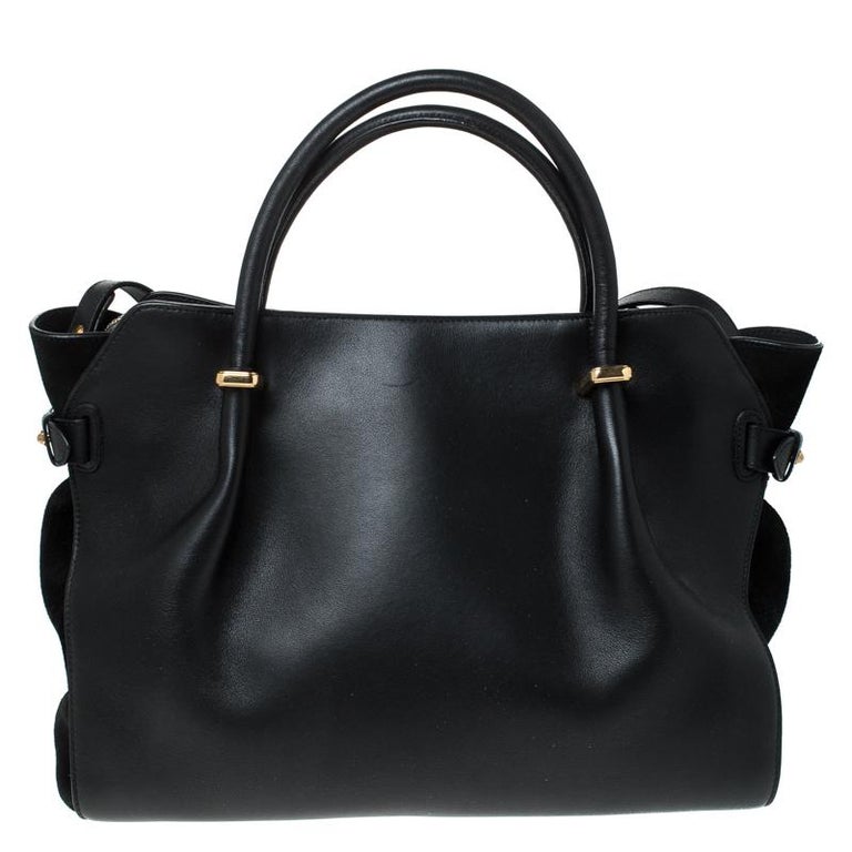 Nina Ricci Black Leather and Suede Medium Marche Tote For Sale at 1stDibs