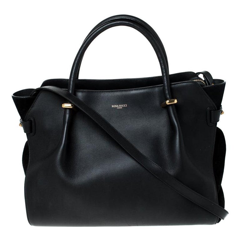 Nina Ricci Black Leather and Suede Medium Marche Tote For Sale at 1stDibs