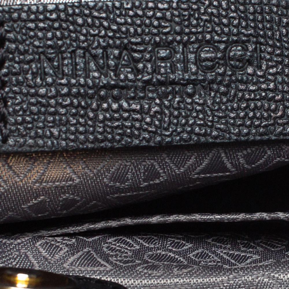 Nina Ricci Black Leather Double Zip Tote 1