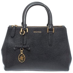 Nina Ricci Black Leather Double Zip Tote