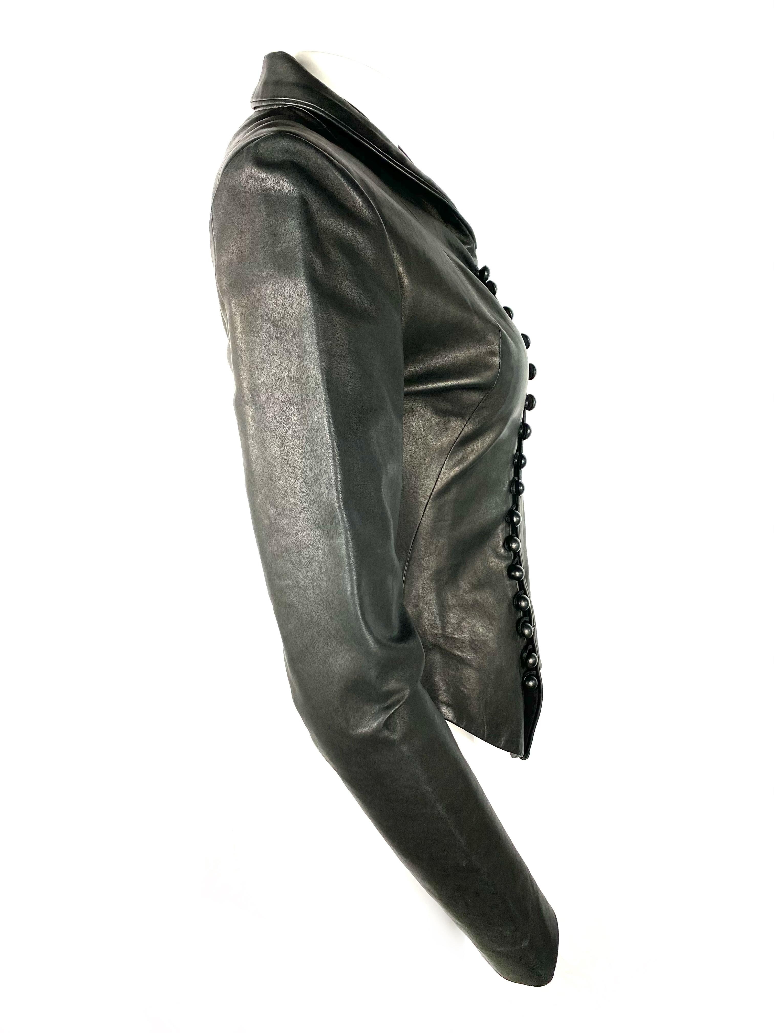 Women's Nina Ricci Black Leather Jacket, Size 36