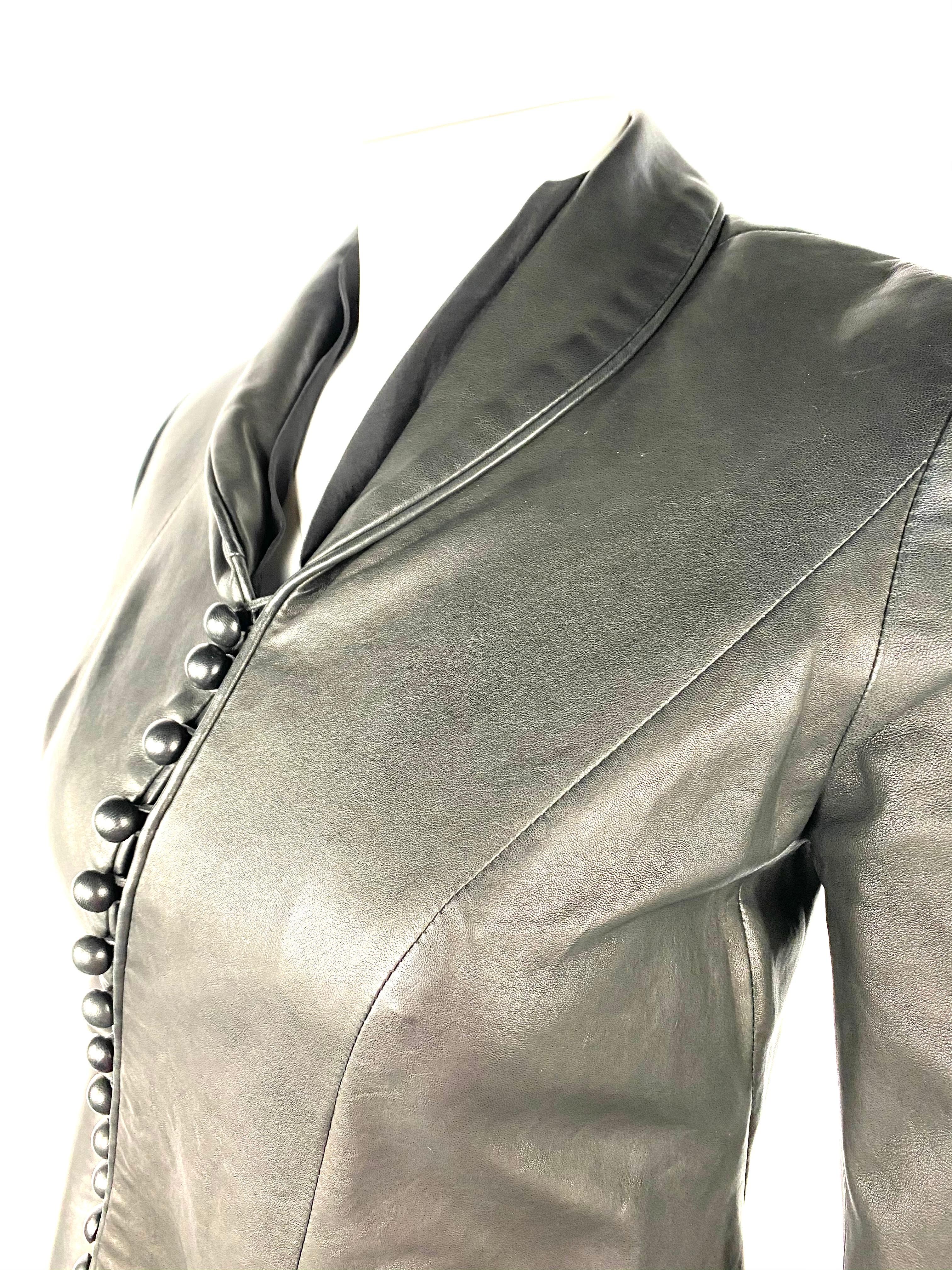Nina Ricci Black Leather Jacket, Size 36 3