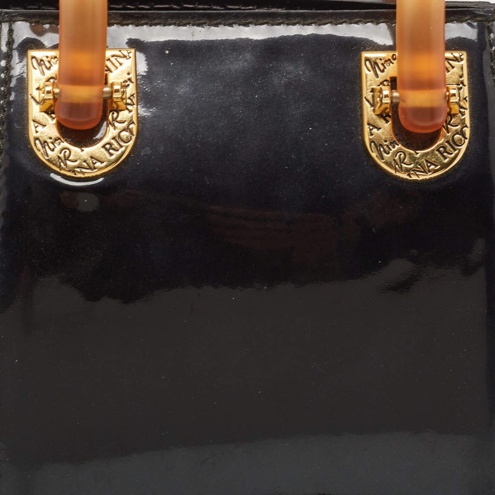 Sacoche en cuir verni noir Nina Ricci Pour femmes en vente