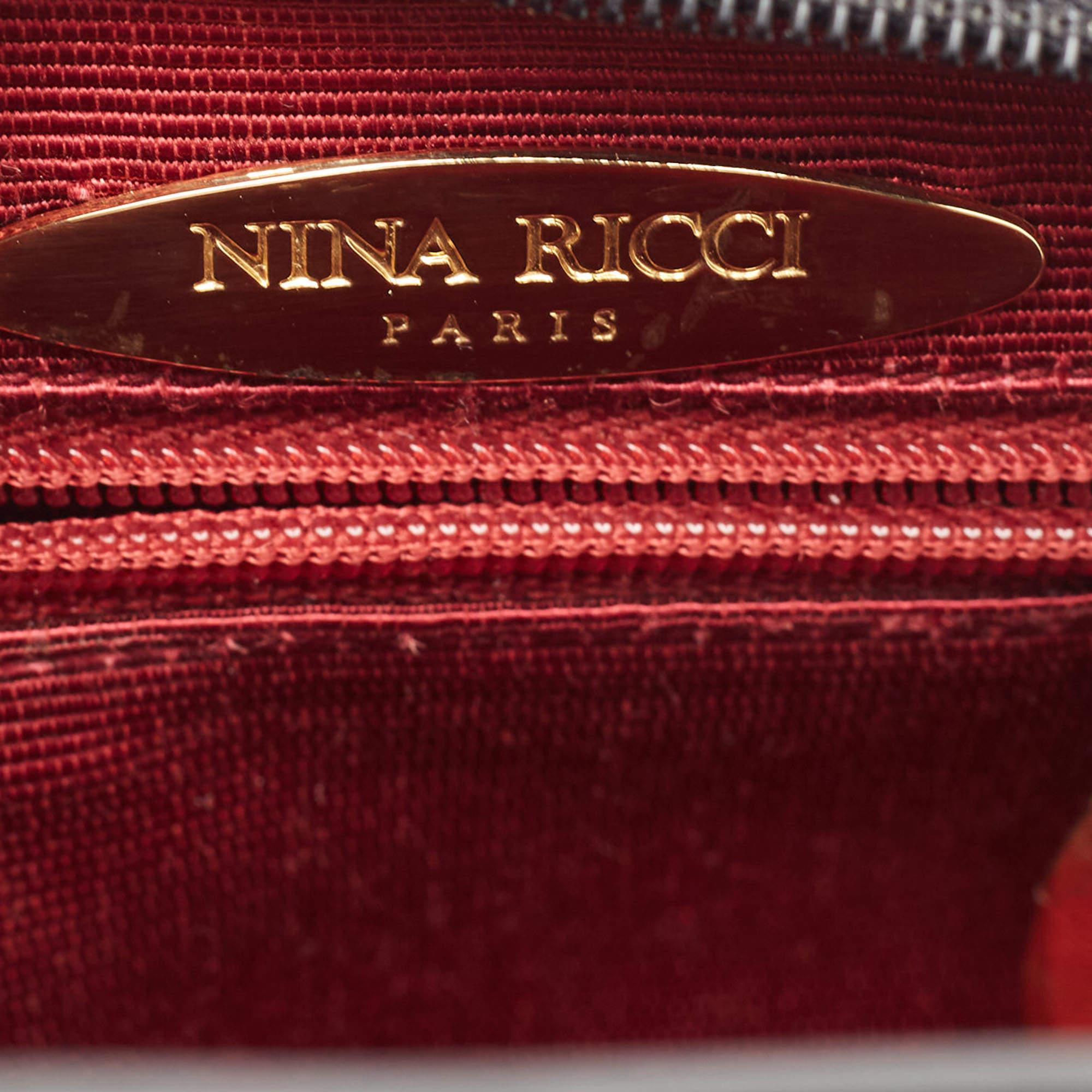 Sacoche en cuir verni noir Nina Ricci en vente 4