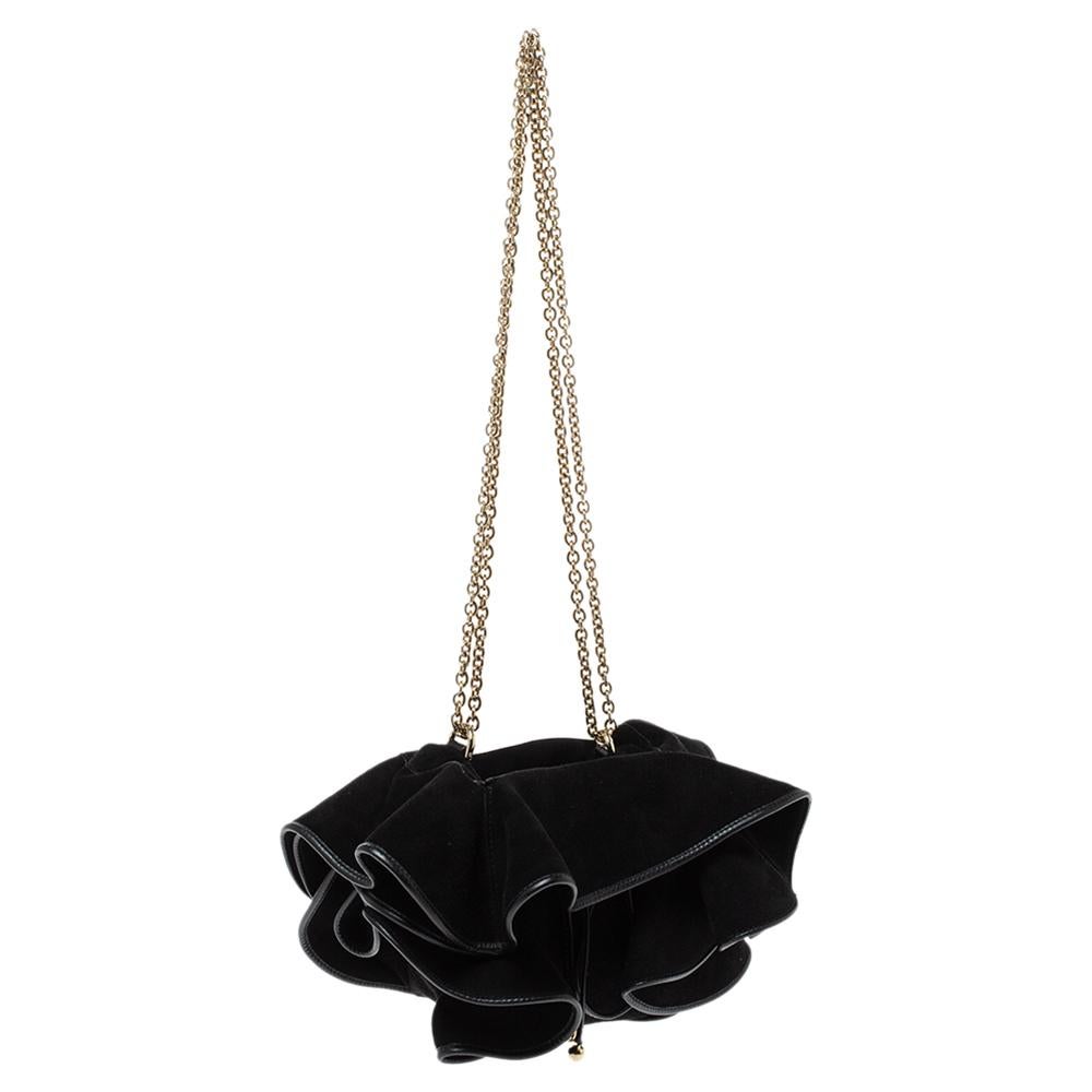 black ruffle bag