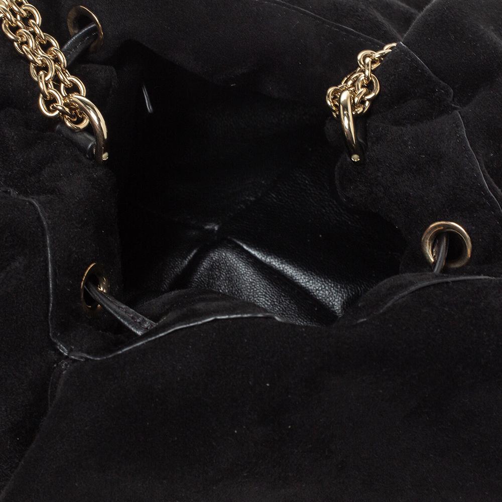 Nina Ricci Black Ruffle Suede Lily Ruched Drawstring Shoulder Bag 2