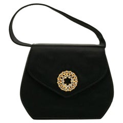 Vintage Nina Ricci Black Satin Evening Bag