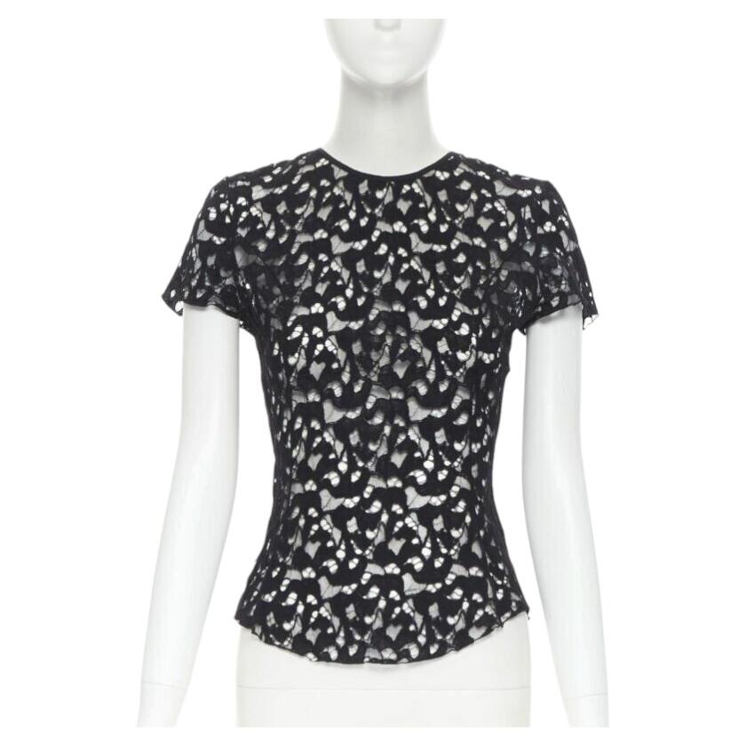NINA RICCI camiseta de manga larga con cremallera y encaje negro FR40 XS
