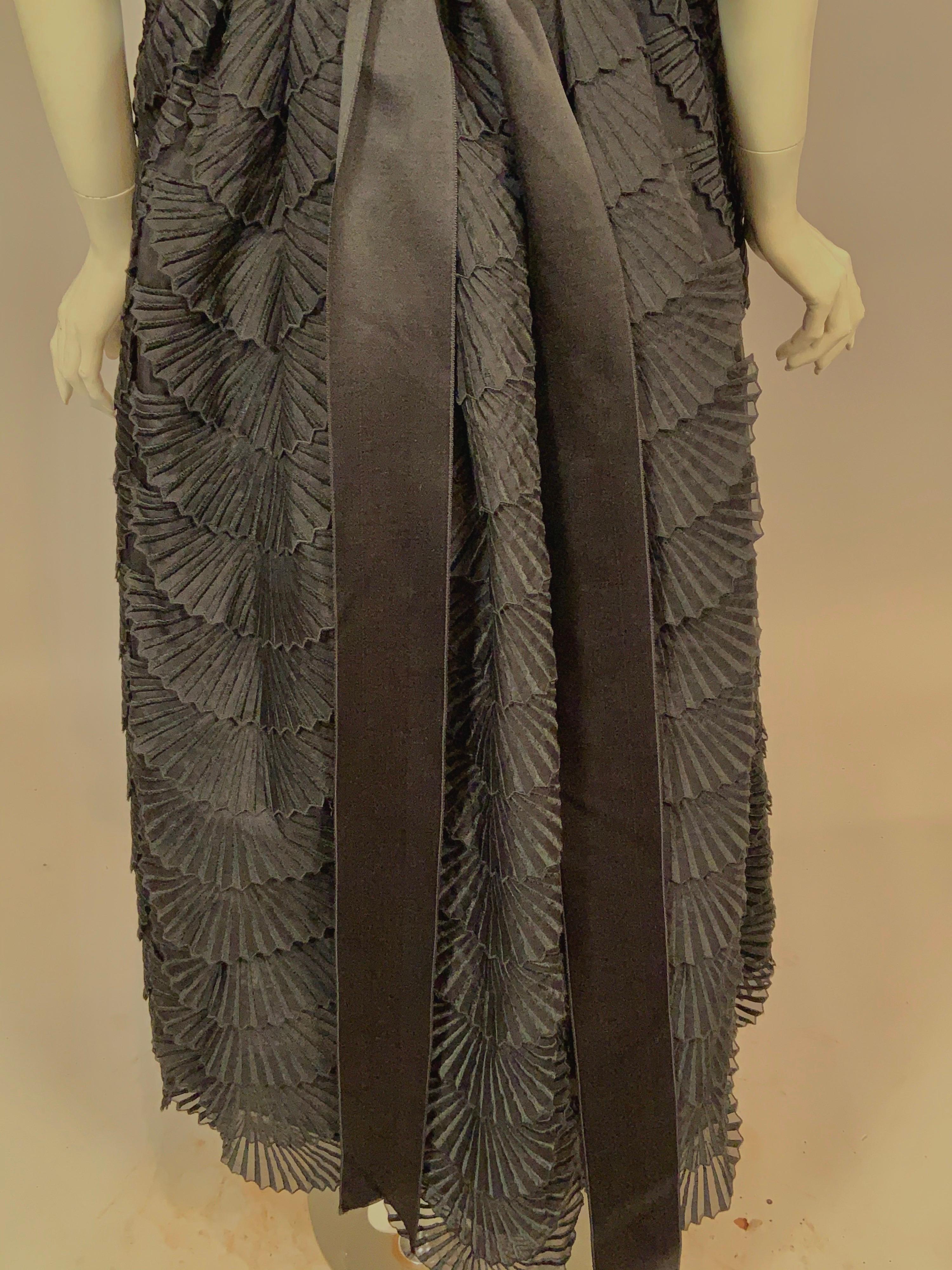 Nina Ricci Black Silk Evening Dress with Embroidered Organza Petals Never Worn  4