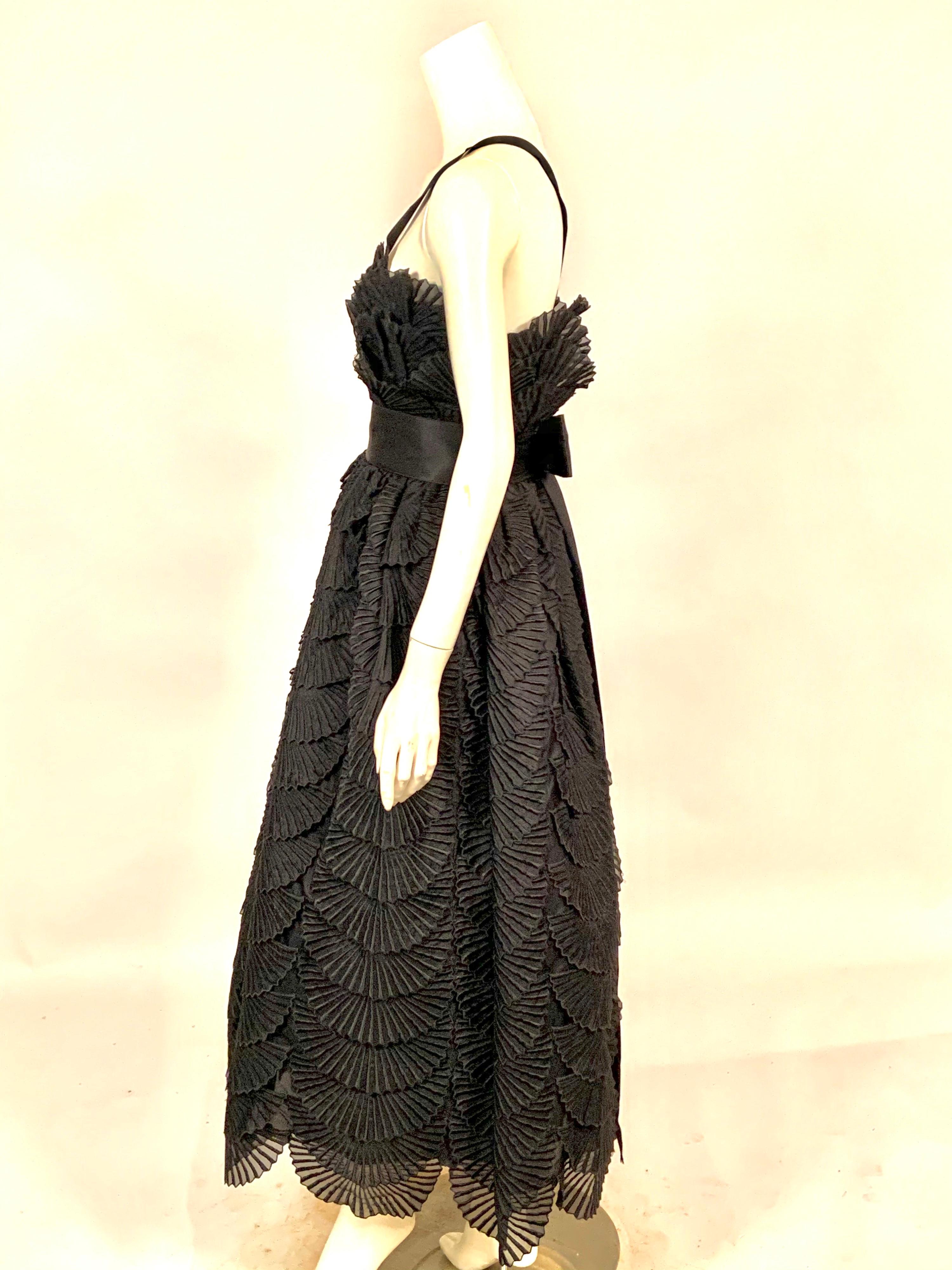 Nina Ricci Black Silk Evening Dress with Embroidered Organza Petals Never Worn  5