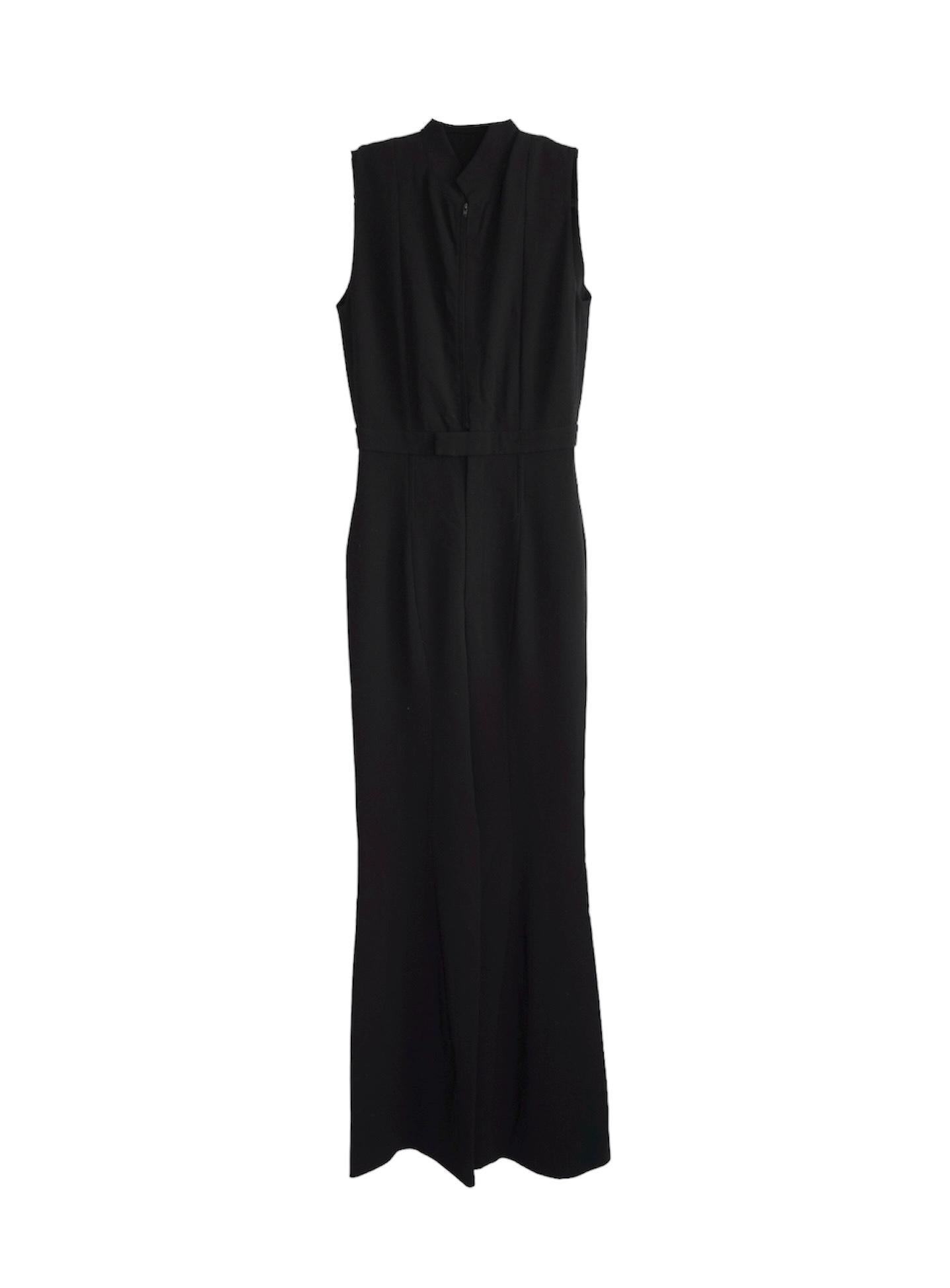 Nina Ricci Black Sleeveless Wool Jumpsuit For Sale 11