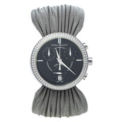 Nina Ricci Montre-bracelet pour femme en acier inoxydable noir diamants N021.15 Chronographe