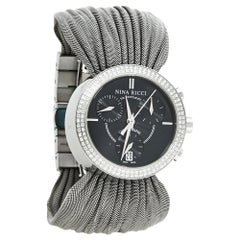 Nina Ricci Black Stainless Steel Diamonds N021.15 Quartz Women's Wristwatch 31 M