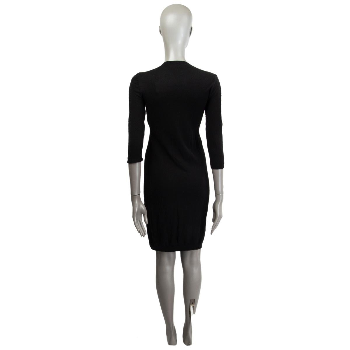 NINA RICCI black wool cashmere LACE PANELED KNIT Dress S In Fair Condition For Sale In Zürich, CH