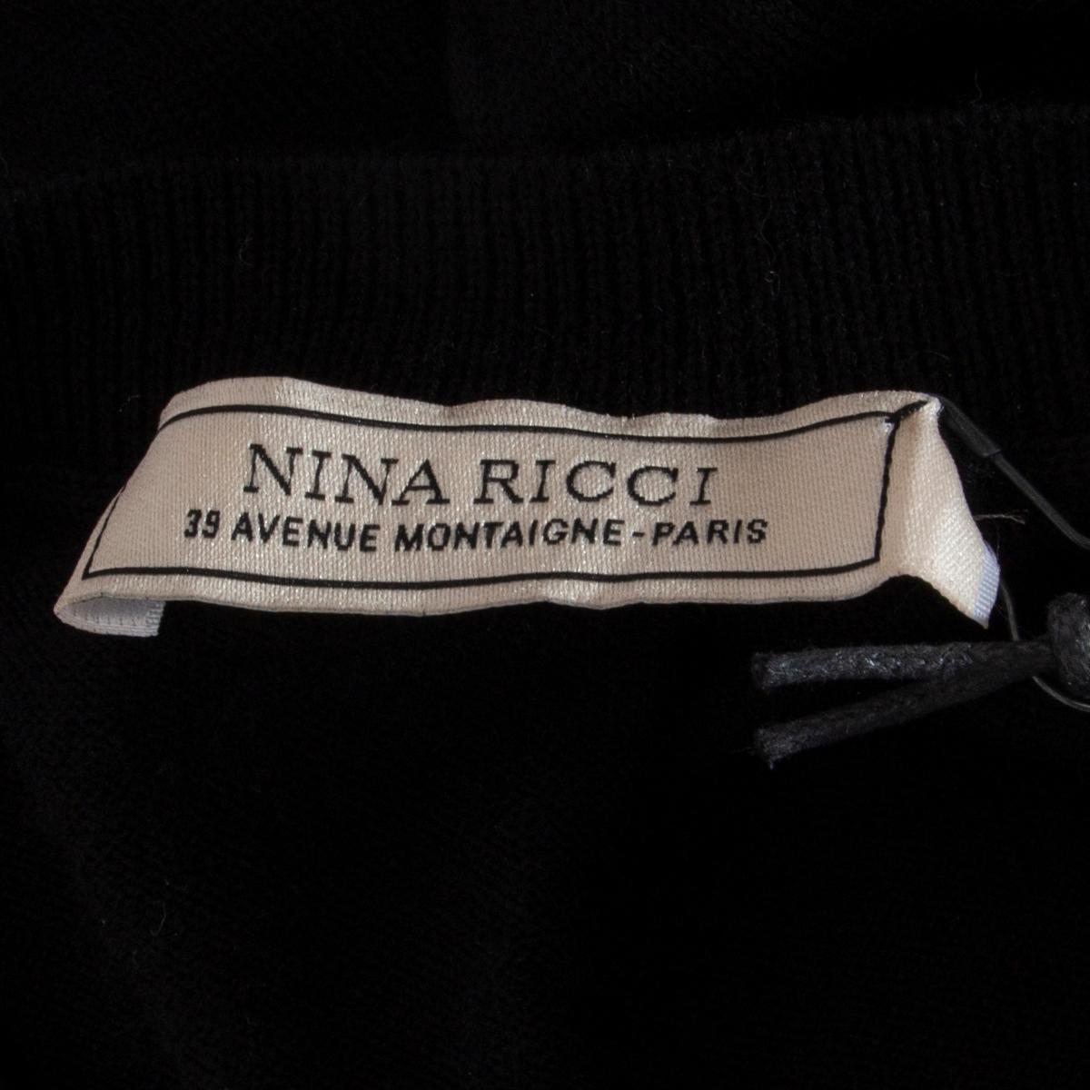NINA RICCI black wool cashmere LACE PANELED KNIT Dress S For Sale 1