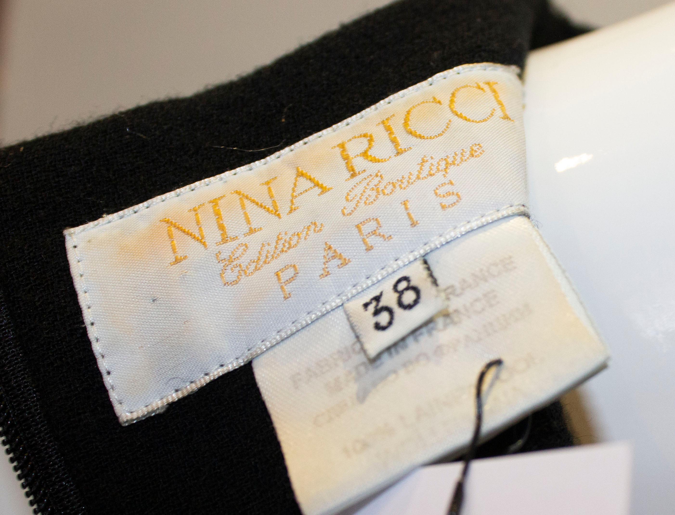 Nina Ricci Black Wool Shift Dress For Sale 4