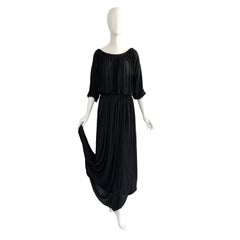 Nina Ricci Boutique by Gérard Pipart Vintage 70s Black Viscose Jersey Dress