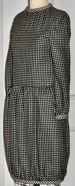 Nina Ricci 'Boutique' Paris Black and White Wool Dress