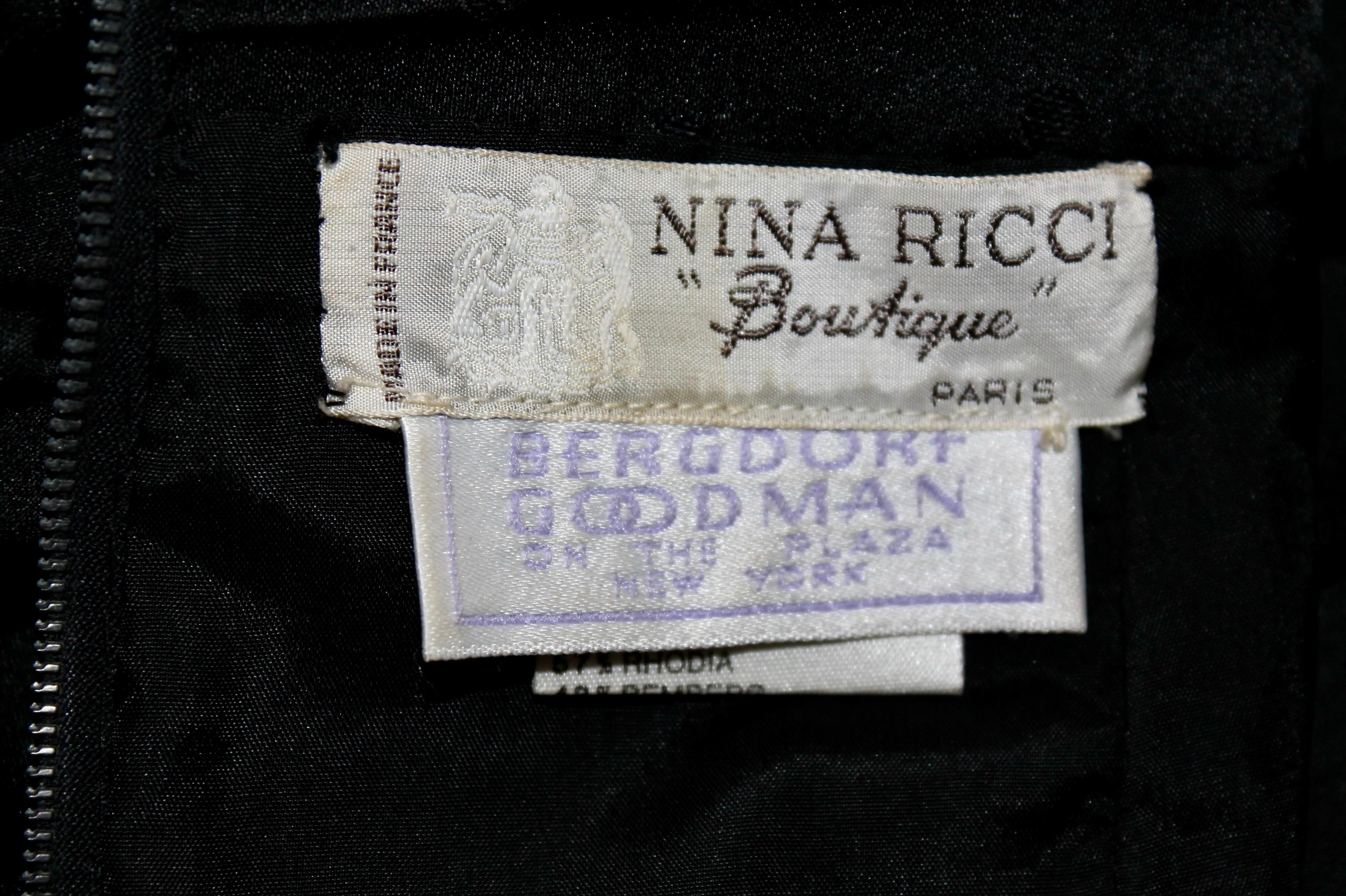 Nina Ricci 'Boutique' Paris Black Silk Suit For Sale 6
