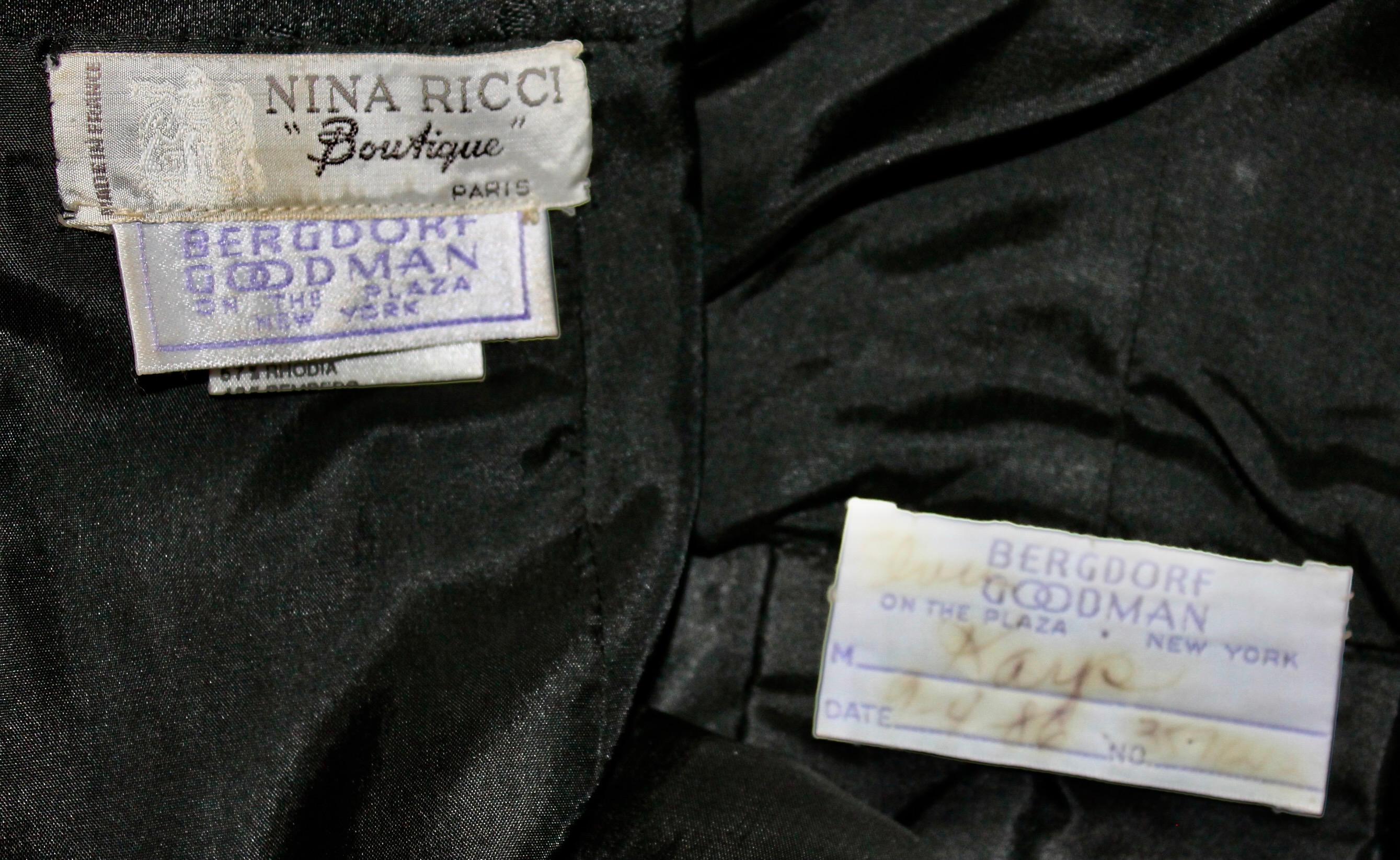 Nina Ricci 'Boutique' Paris Black Silk Suit For Sale 8