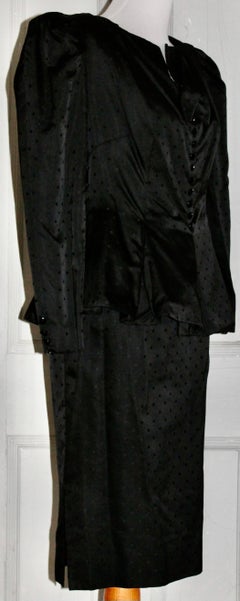 Nina Ricci 'Boutique' Paris Black Silk Suit