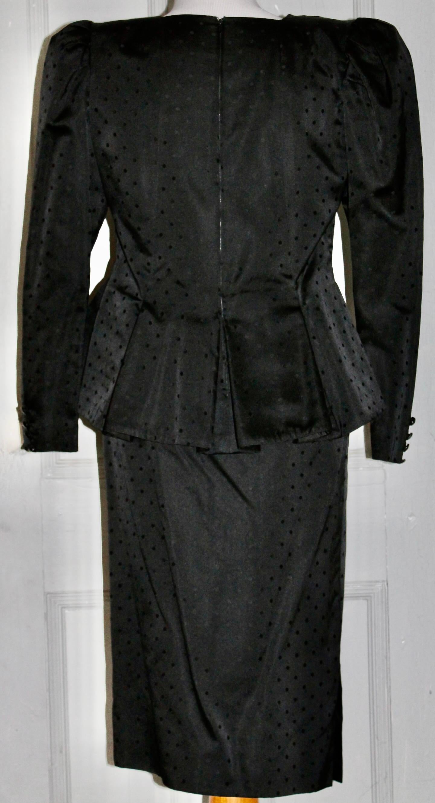 Women's Nina Ricci 'Boutique' Paris Black Silk Suit For Sale
