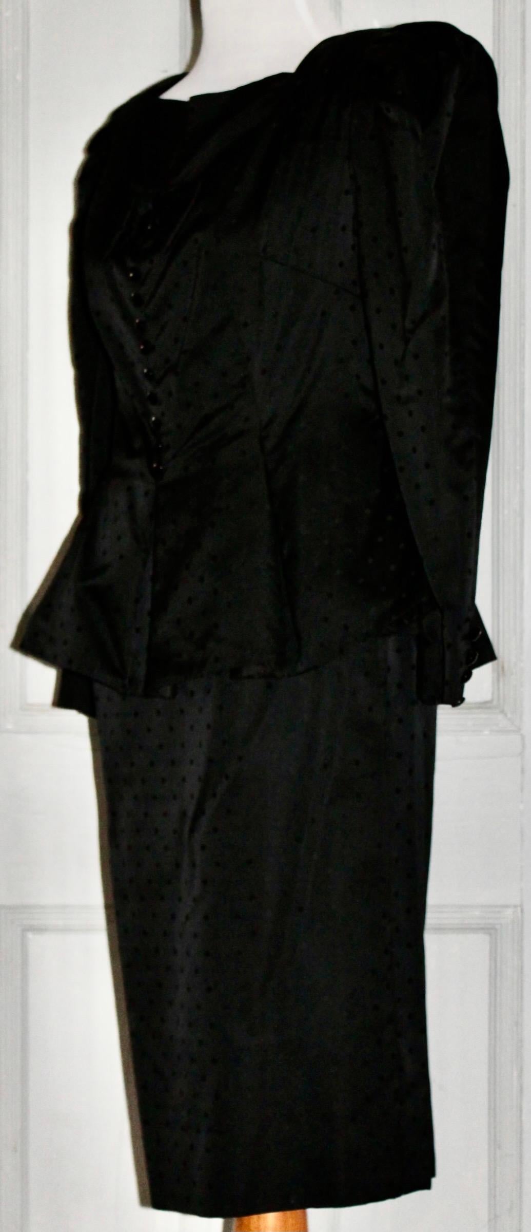 Nina Ricci 'Boutique' Paris Black Silk Suit For Sale 1