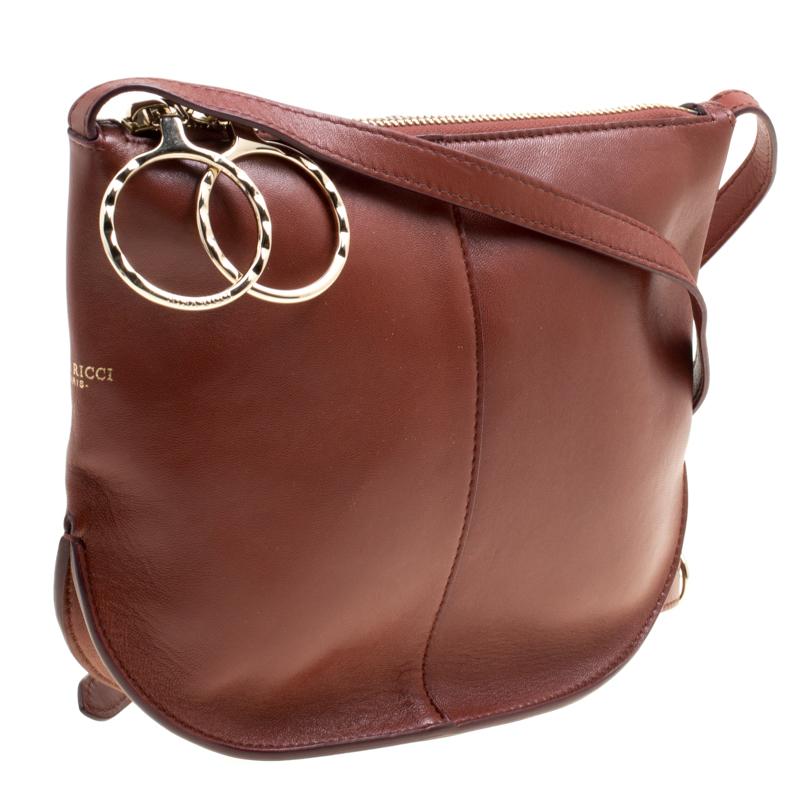 Nina Ricci Brown Leather Kuti Small Shoulder Bag In Good Condition In Dubai, Al Qouz 2