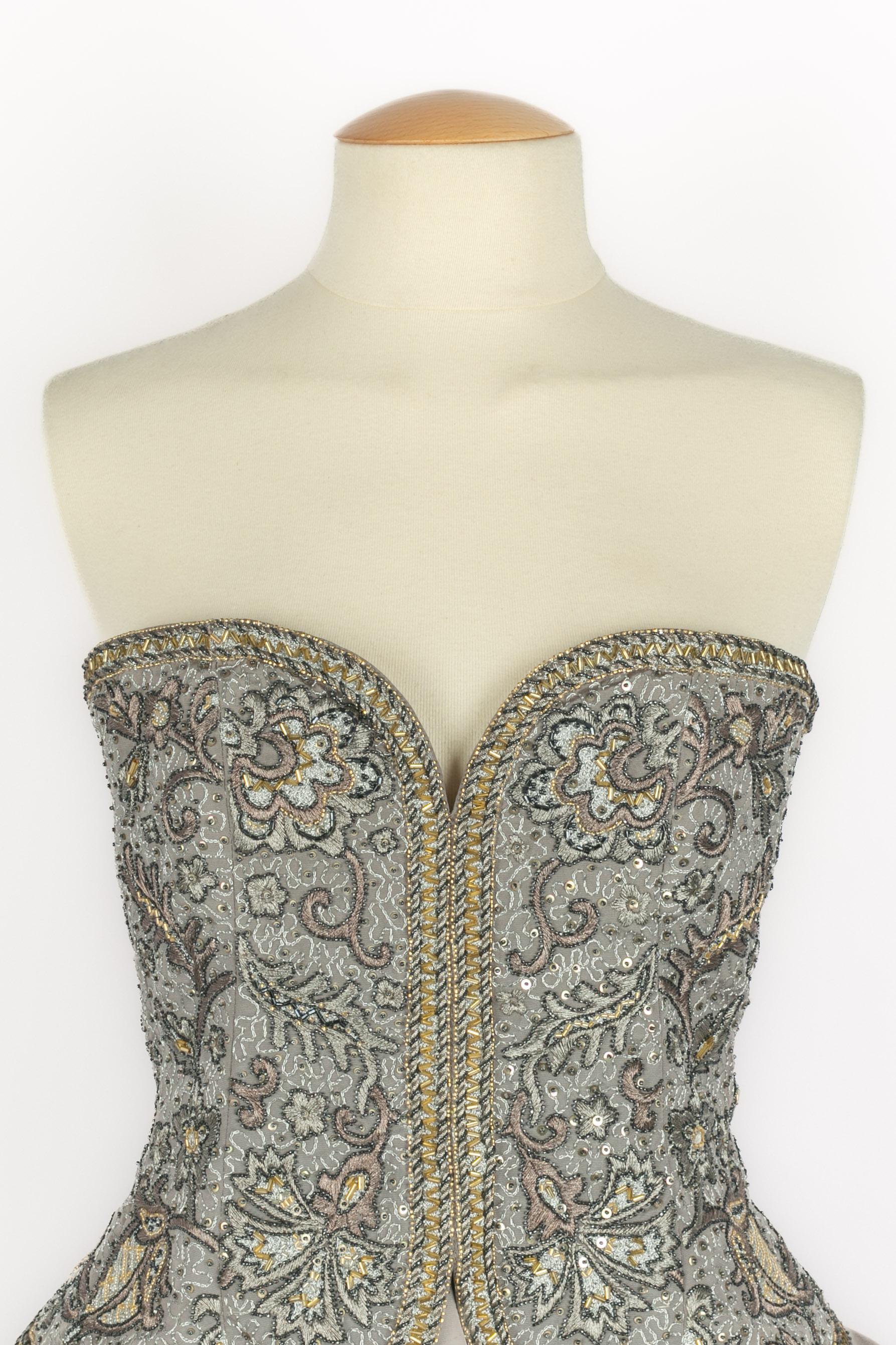 Nina Ricci Bustierkleid Haute Couture (Grau) im Angebot