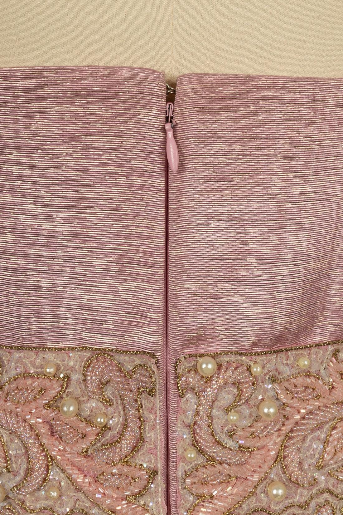 Top con corpiño Nina Ricci de algodón rosa y lúrex dorado en venta 1