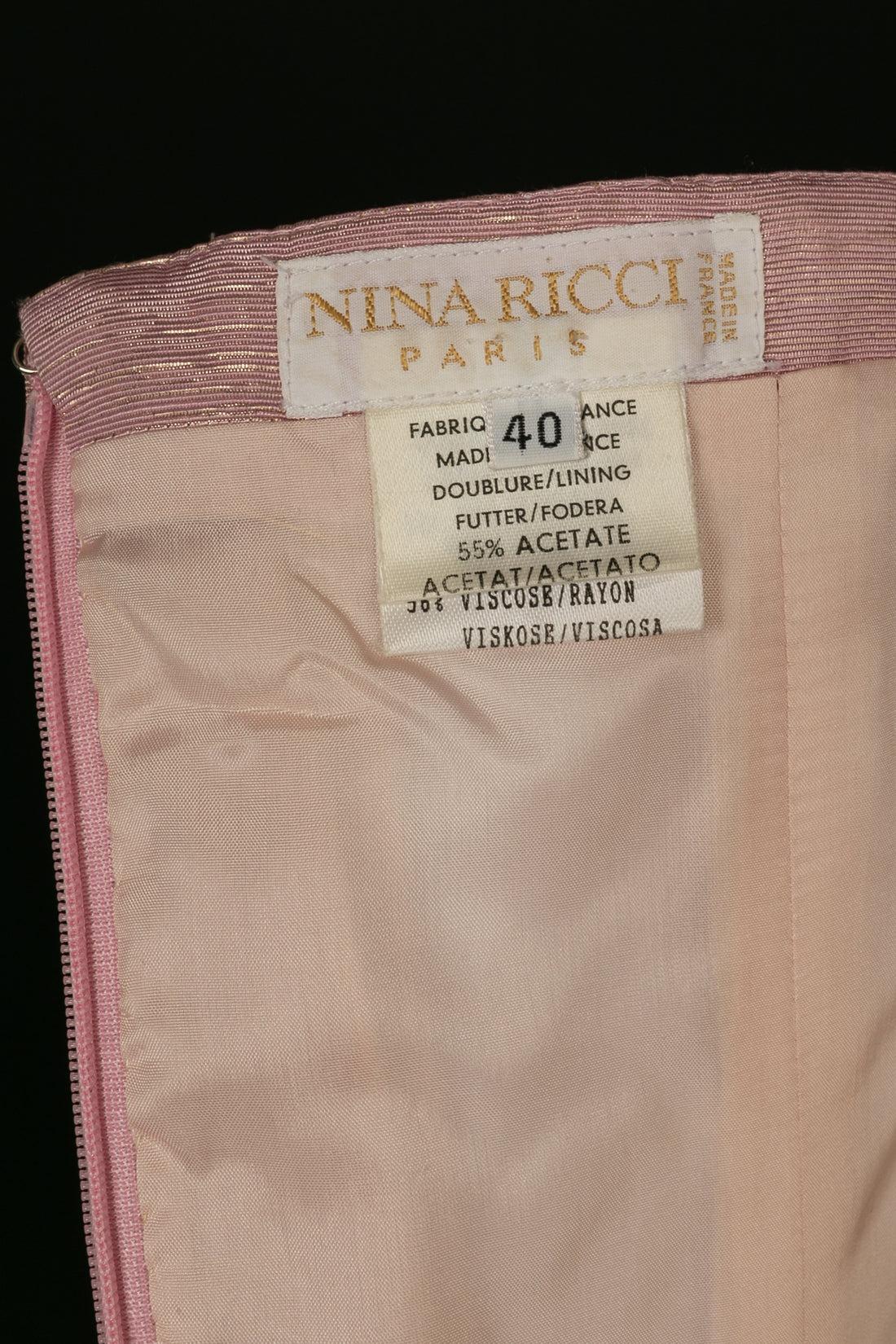 Top con corpiño Nina Ricci de algodón rosa y lúrex dorado en venta 2