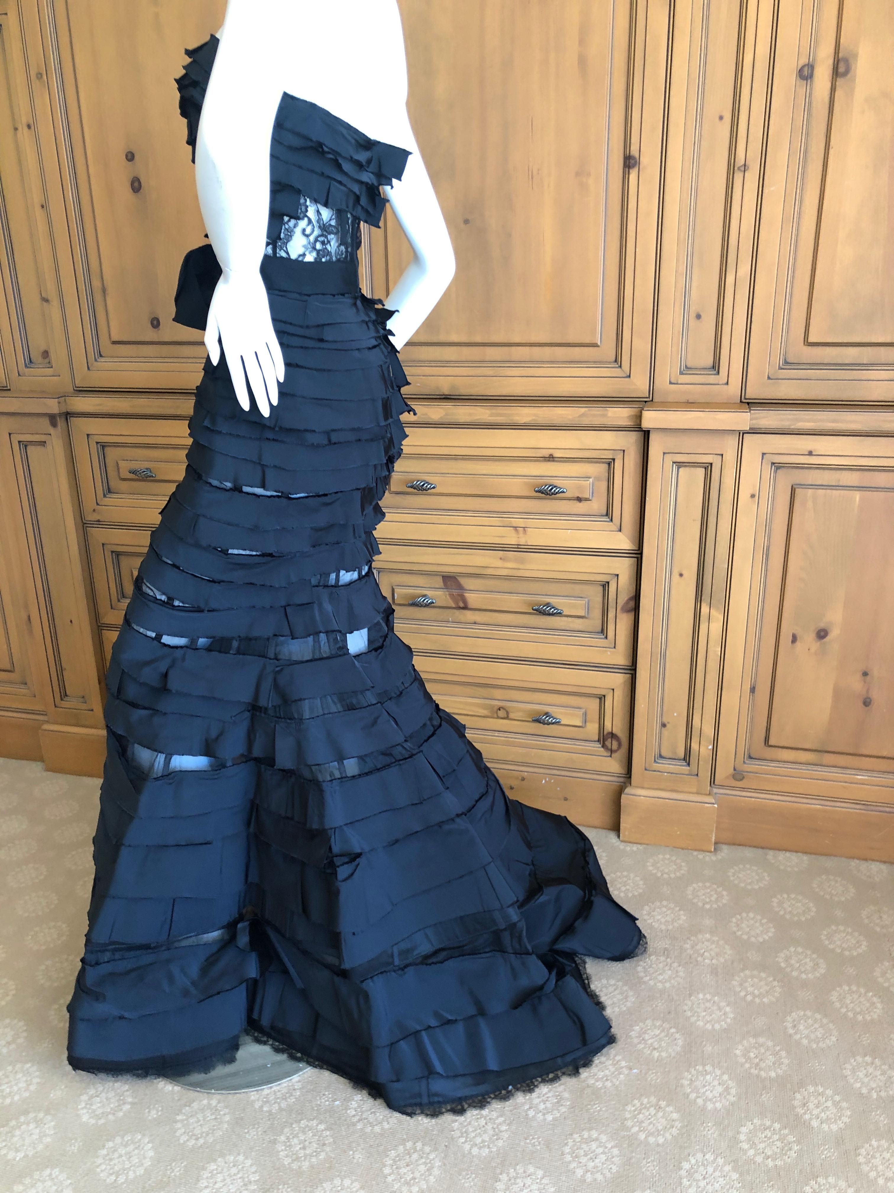 Nina Ricci by Peter Copping Black Silk Mermaid Evening Gown Sz 36 In Excellent Condition For Sale In Cloverdale, CA