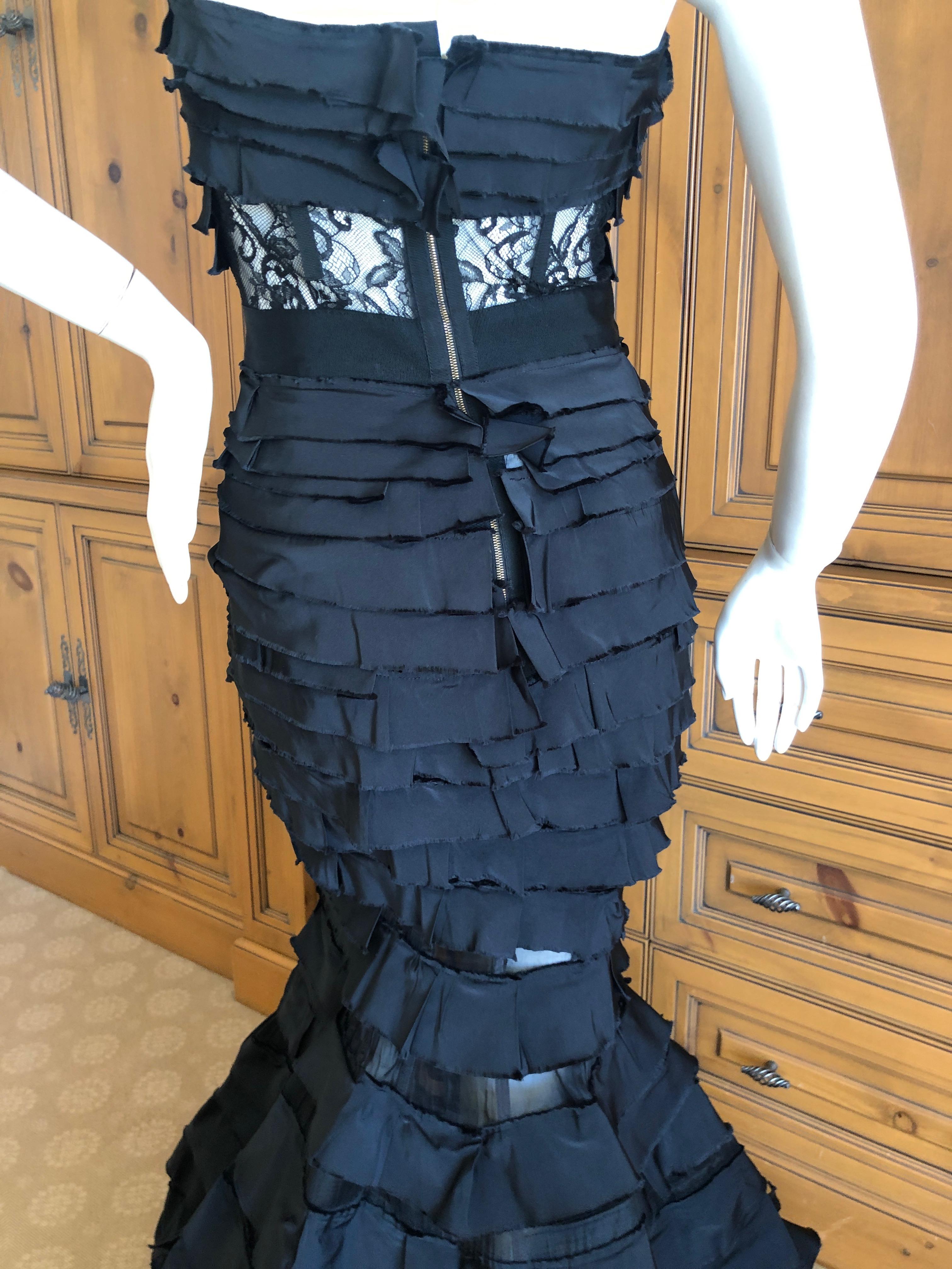 Women's Nina Ricci by Peter Copping Black Silk Mermaid Evening Gown Sz 36 For Sale
