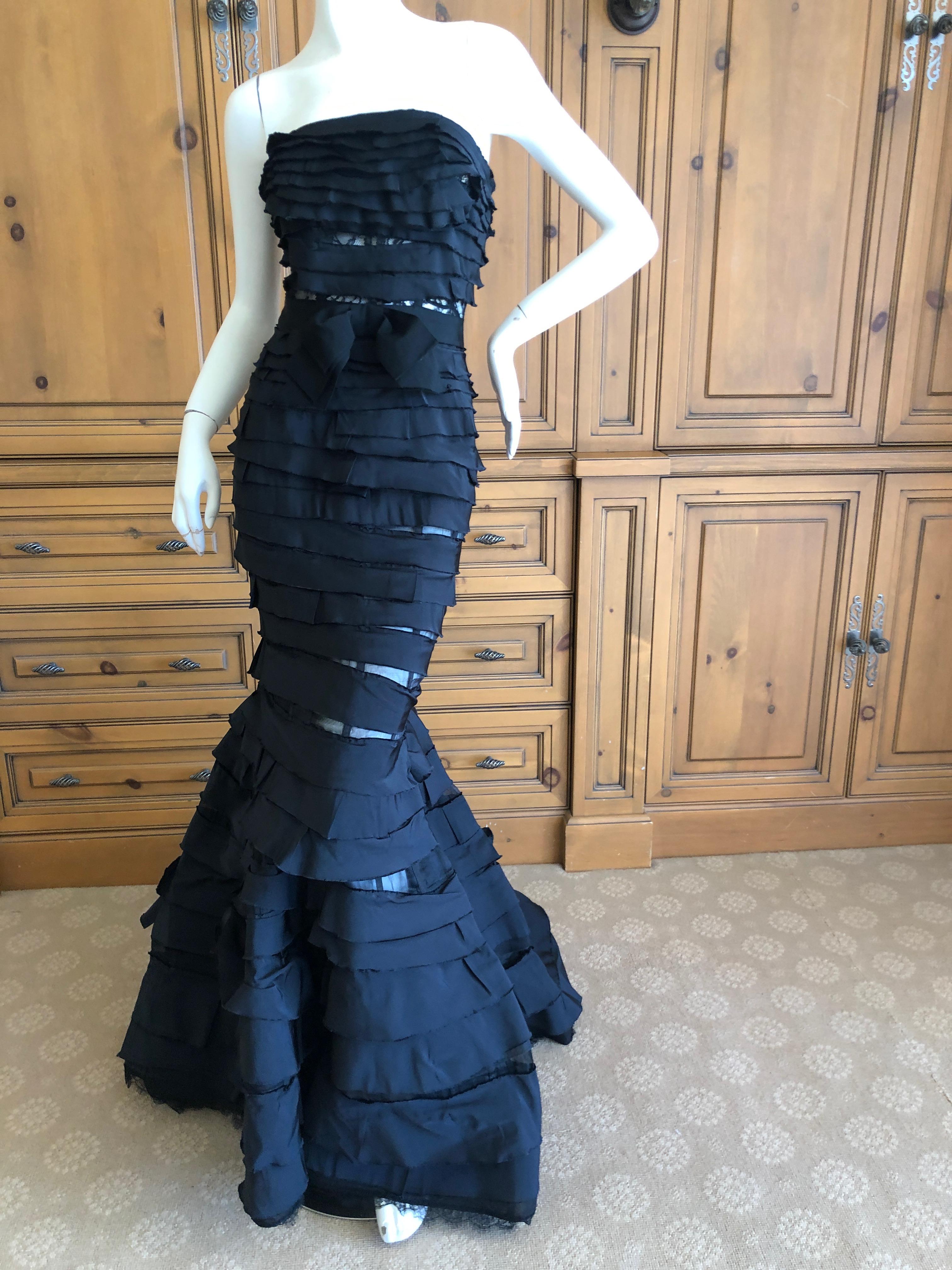 Nina Ricci by Peter Copping Black Silk Mermaid Evening Gown Sz 36 For Sale 2