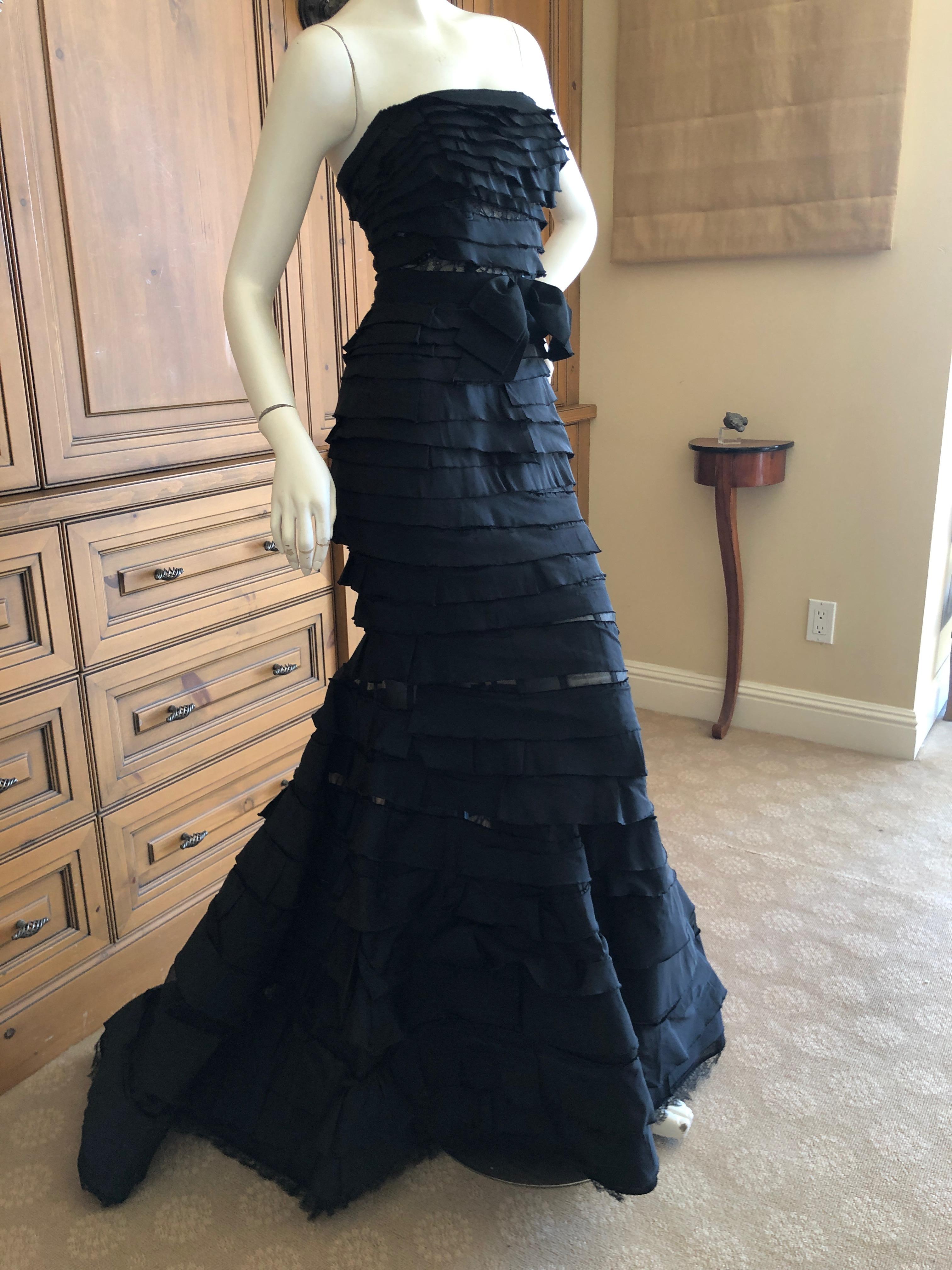 Nina Ricci by Peter Copping Black Silk Mermaid Evening Gown Sz 36 For Sale 3