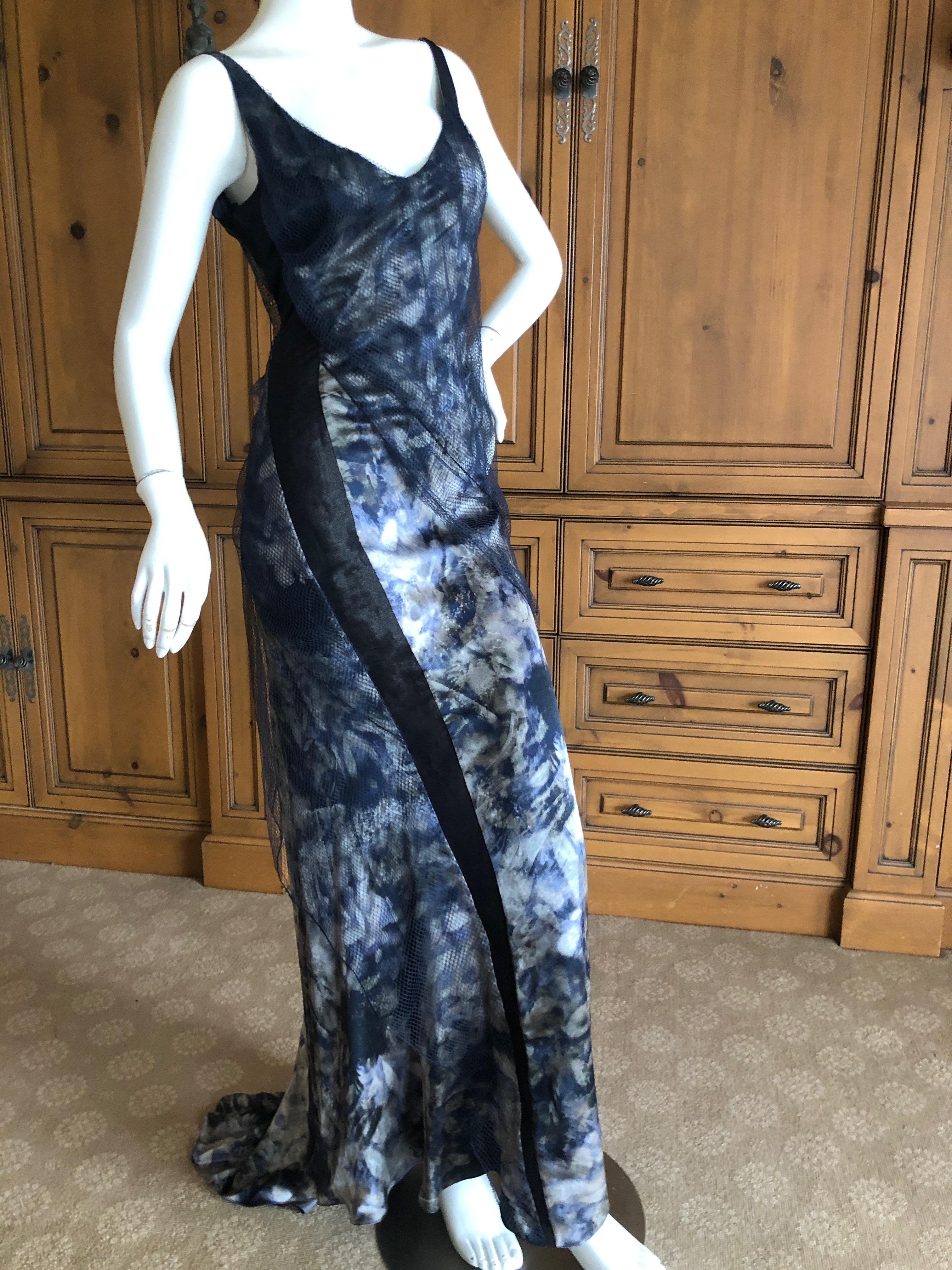 Black Nina Ricci by Olivier Theyskens Silk Floral Evening Dress w Net Overlay  New Tag For Sale