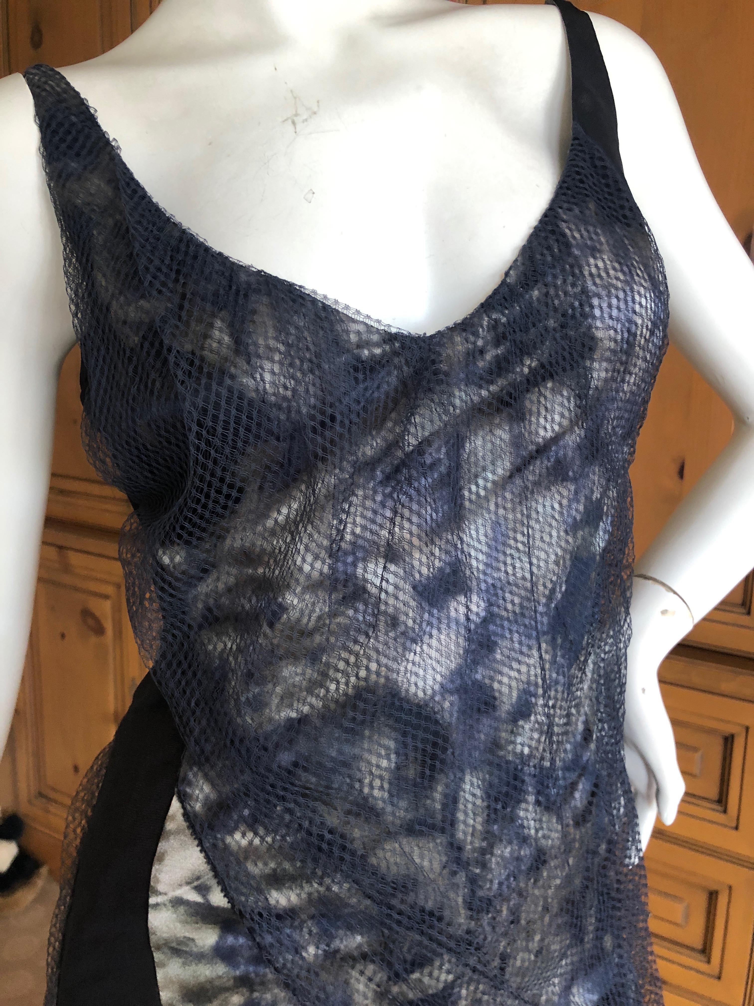 Nina Ricci by Olivier Theyskens Silk Floral Evening Dress w Net Overlay  New Tag In New Condition For Sale In Cloverdale, CA