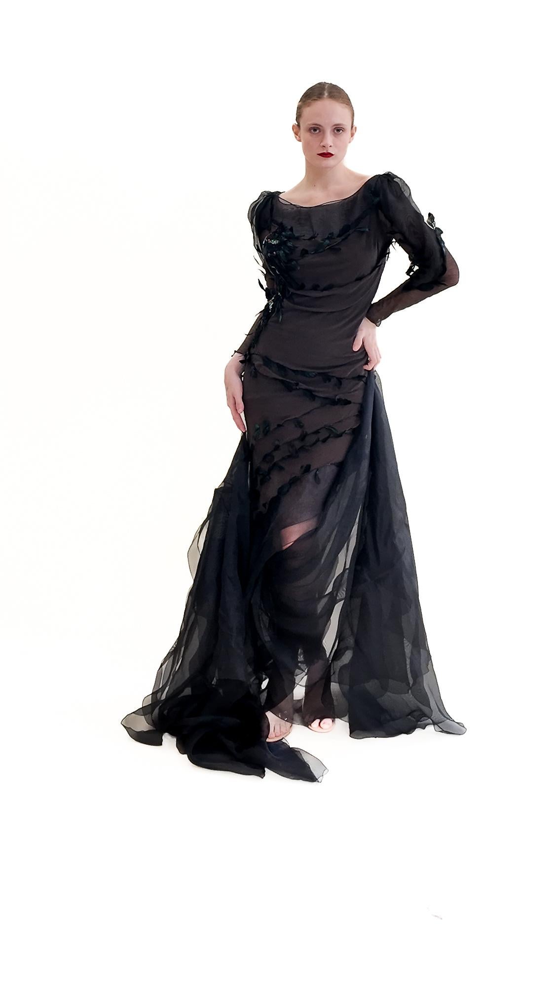 Nina Ricci by Olivier Theyskens Spring 2009 Brown Feather Gown For Sale 1