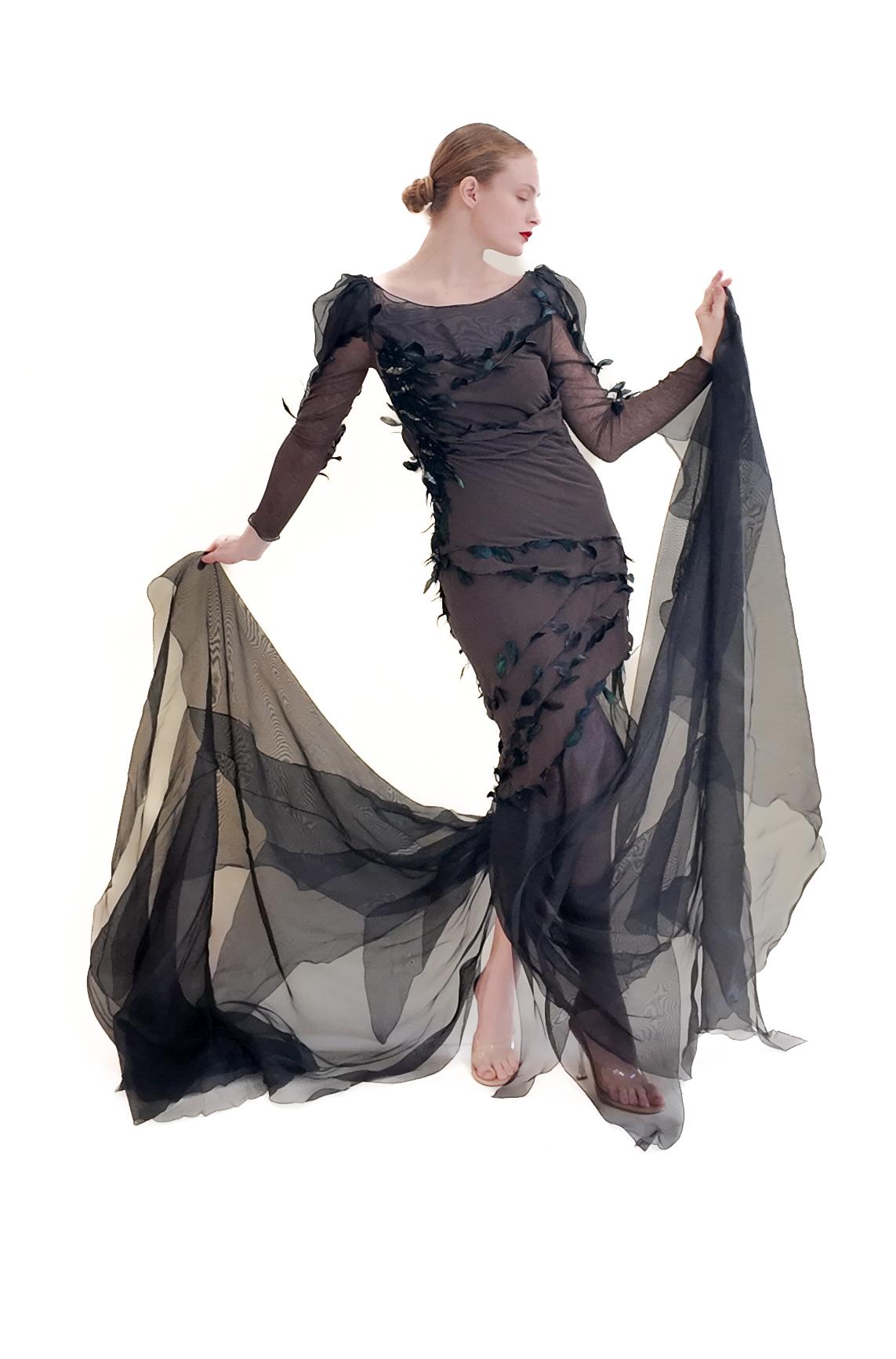 Nina Ricci by Olivier Theyskens Spring 2009 Brown Feather Gown For Sale 2