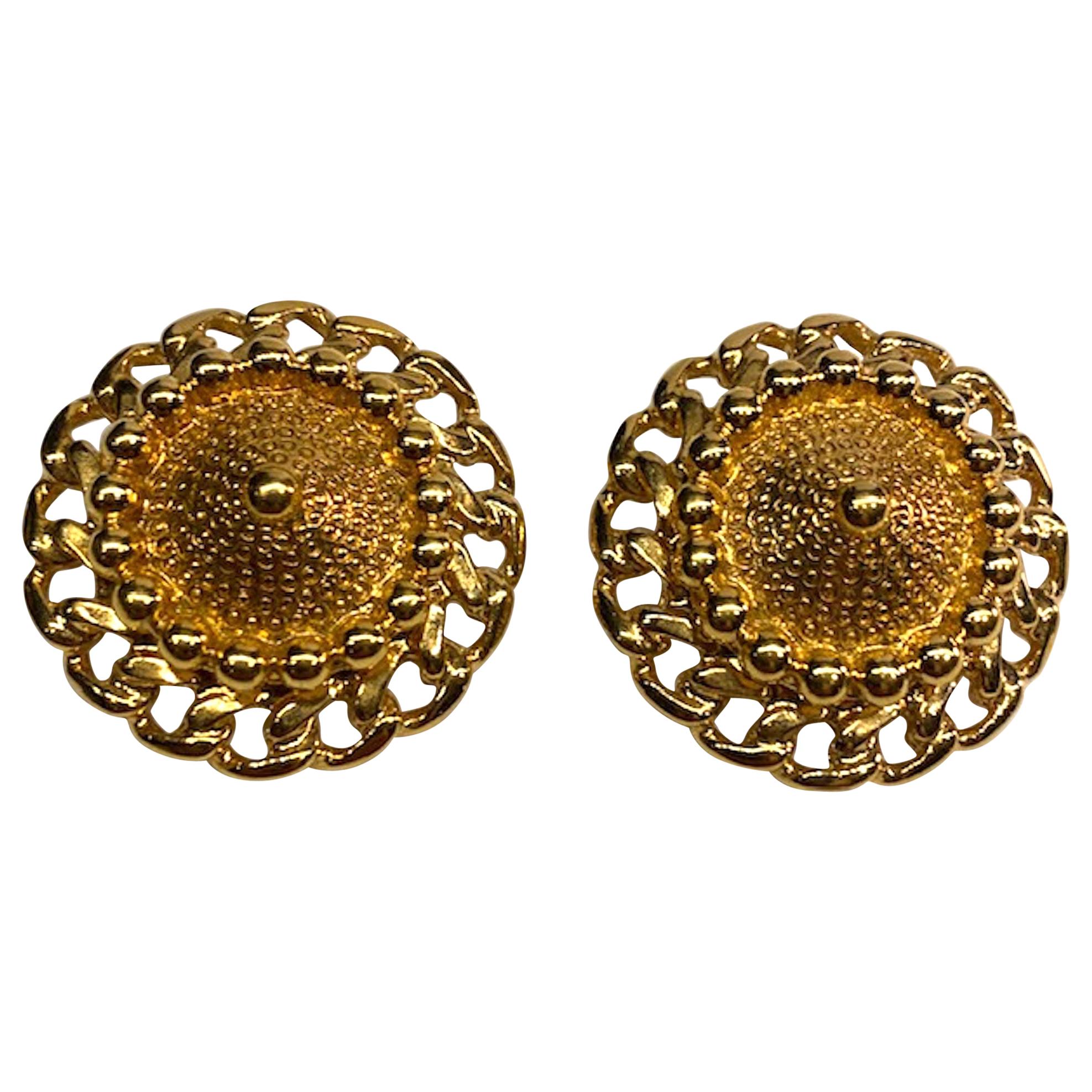 Nina Ricci Chain link 1980s Button Earrings For Sale