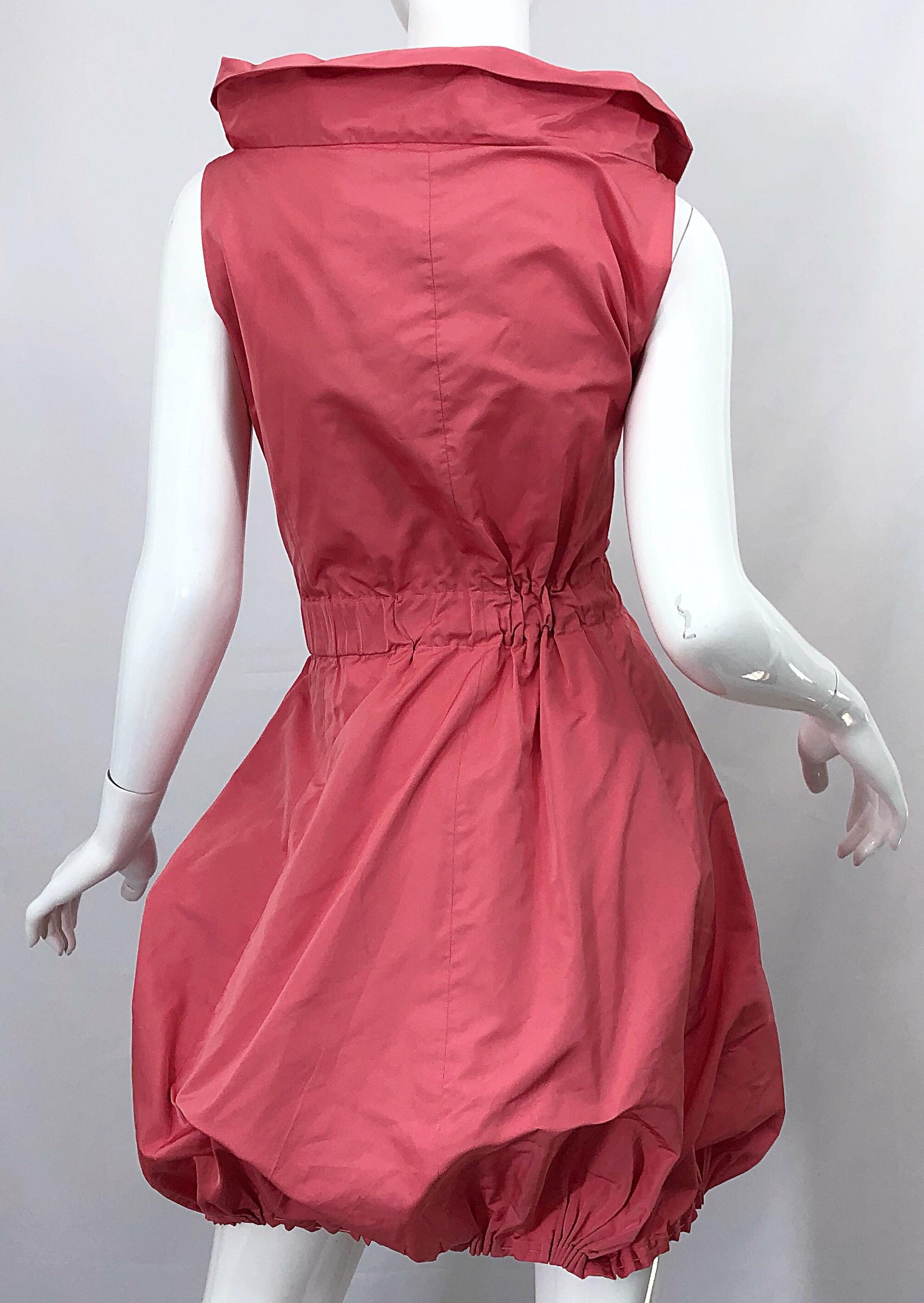 Nina Ricci Y2K Coral Pink Salmon Size 40 / US 10 Avant Garde Bubble Hem Dress For Sale 3