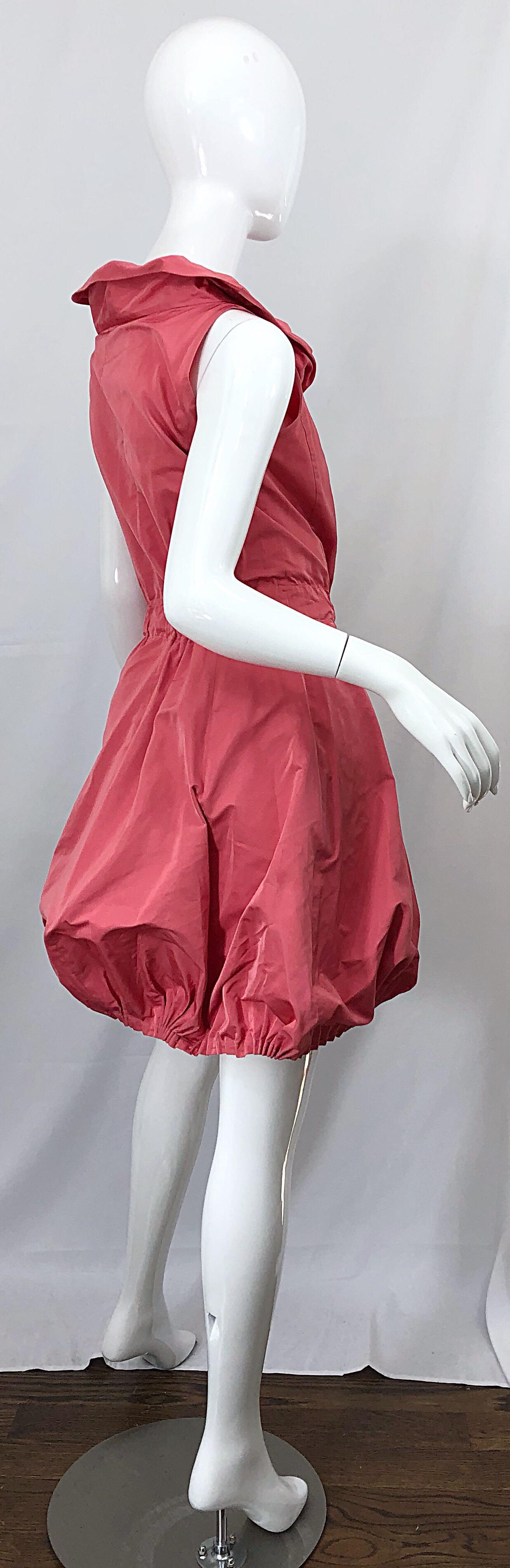 Nina Ricci Y2K Coral Pink Salmon Size 40 / US 10 Avant Garde Bubble Hem Dress For Sale 5