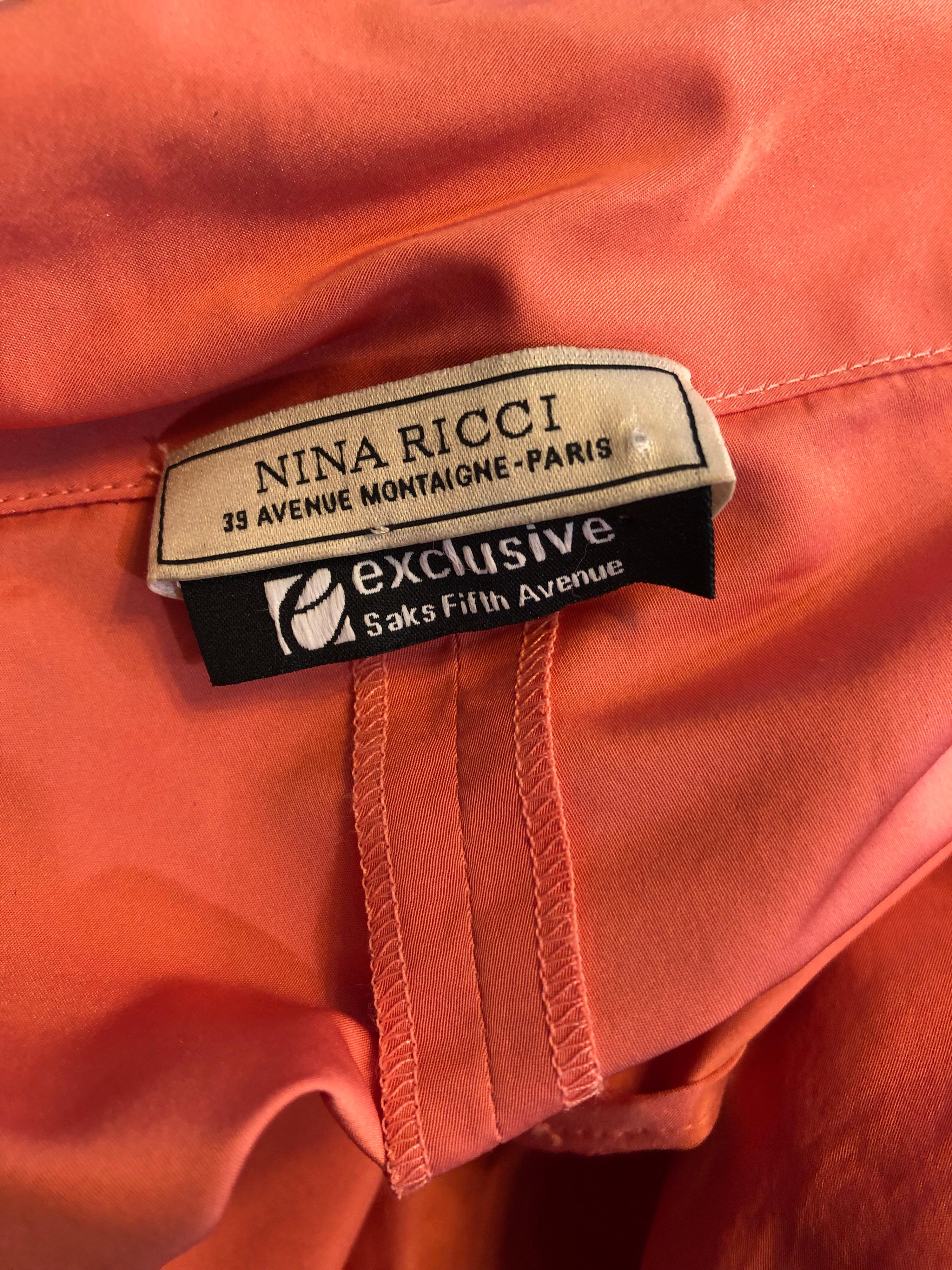 Nina Ricci Y2K Coral Pink Salmon Size 40 / US 10 Avant Garde Bubble Hem Dress For Sale 7