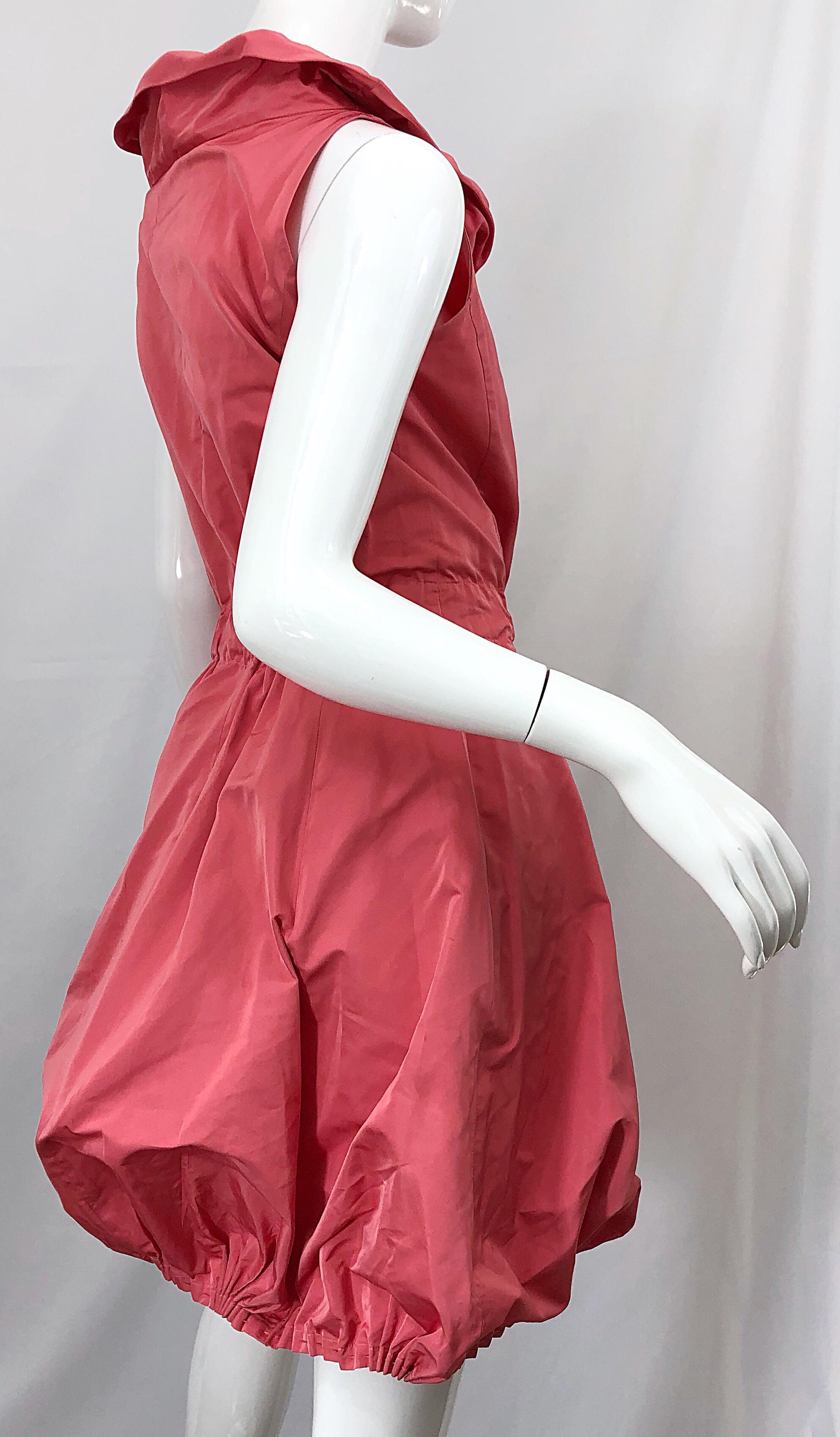 Women's Nina Ricci Y2K Coral Pink Salmon Size 40 / US 10 Avant Garde Bubble Hem Dress For Sale