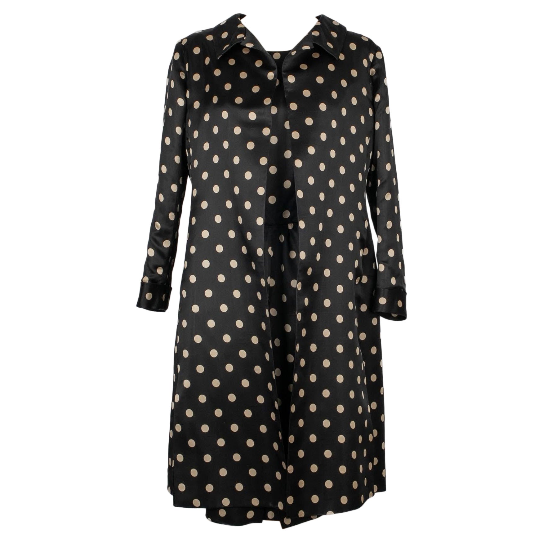 Nina Ricci Couture - Ensemble imprimé en soie noire en vente